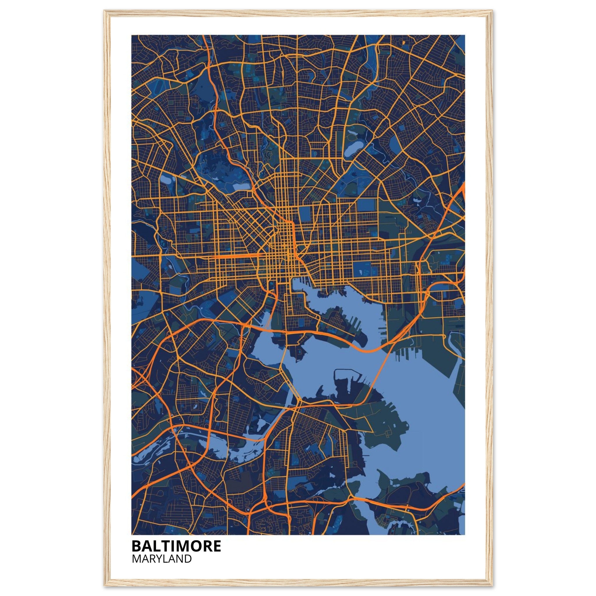 baltimore map poster print