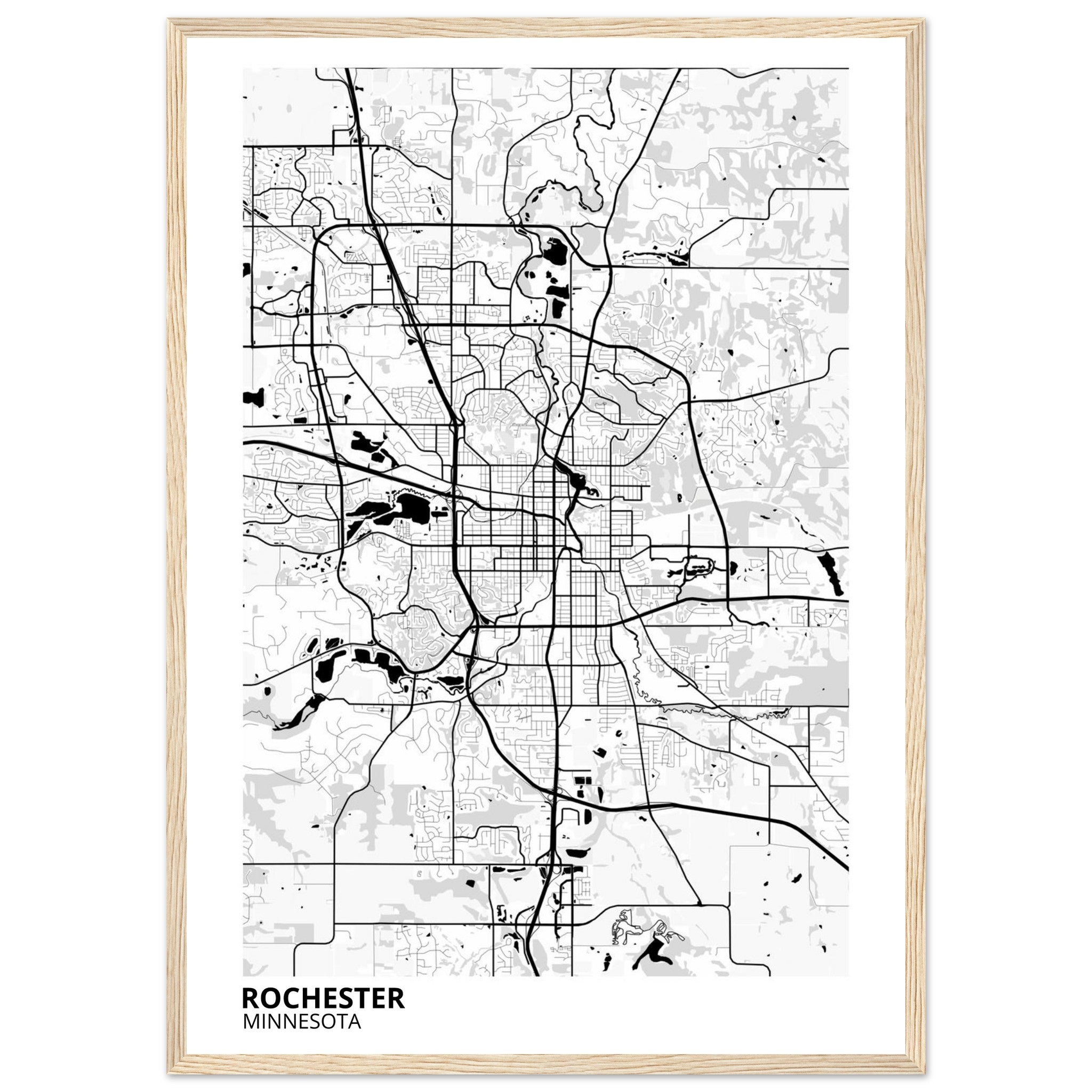 rochester minnesota map poster print