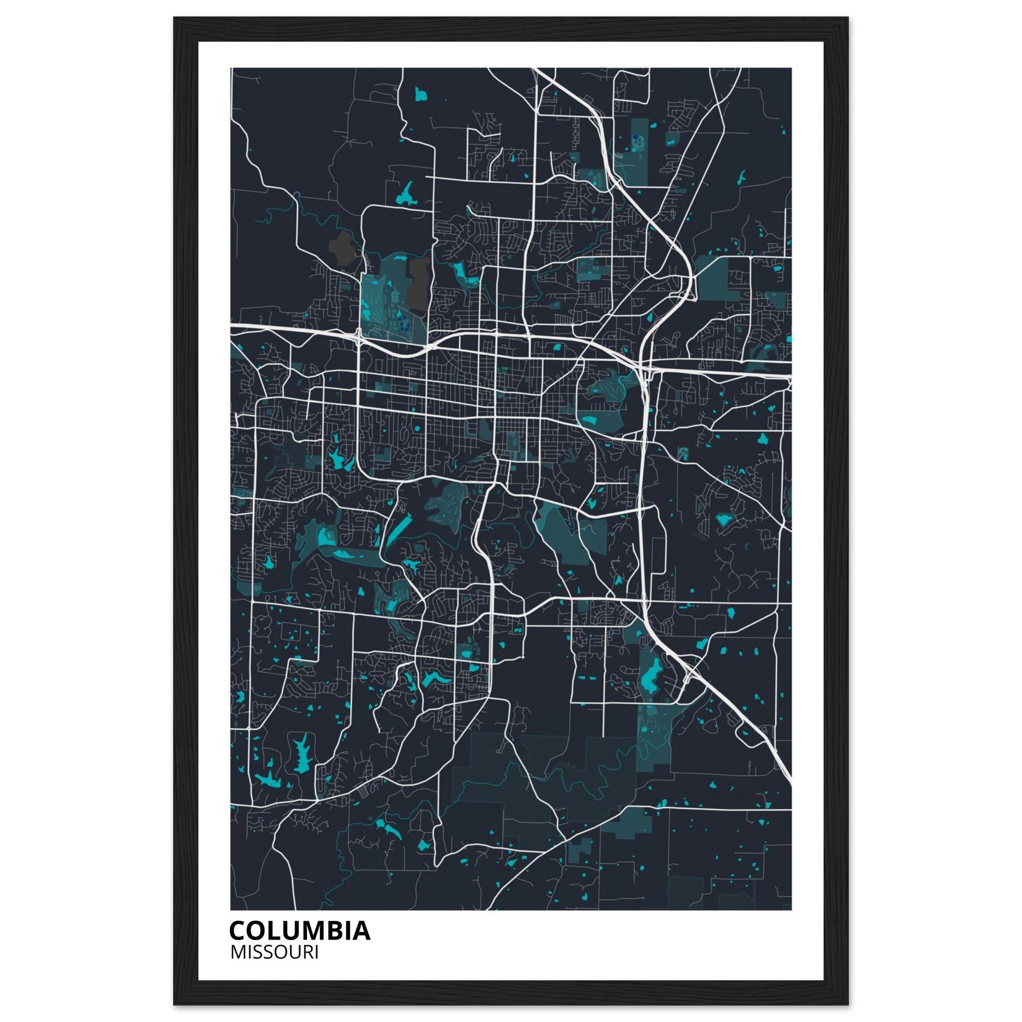 Columbia Missouri City Map Poster | Custom Map Art Print - Ink And Atlas