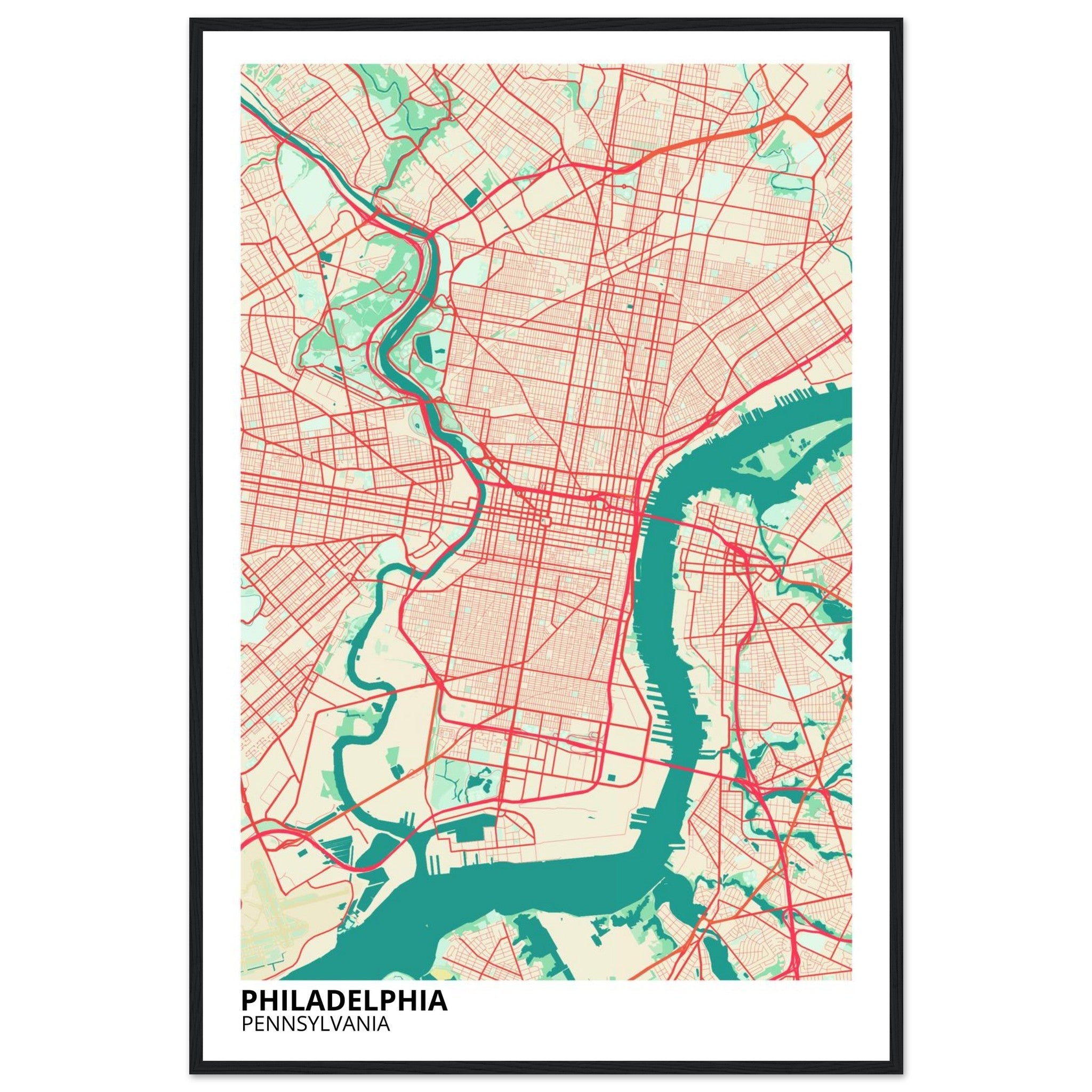 philadelphia map poster print