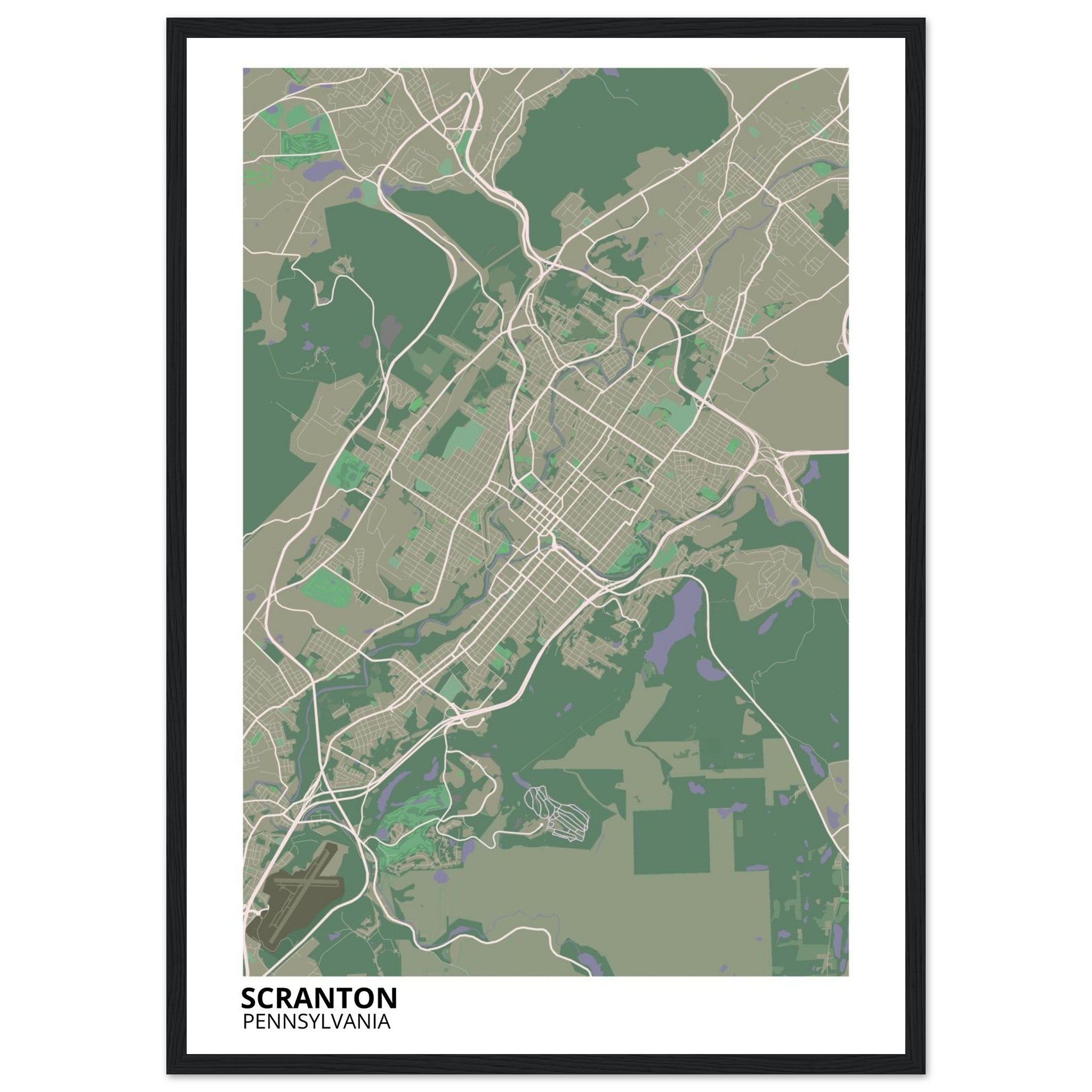 Scranton Pennsylvania City Map Poster | Custom Map Art Print - Ink And Atlas