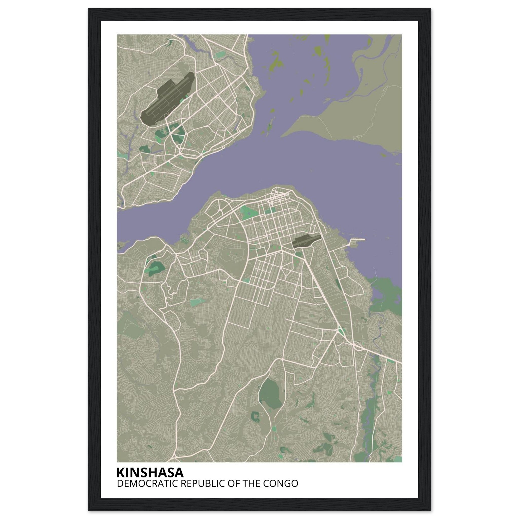 Kinshasa Congo City Map Poster | Custom Map Art Print - Ink And Atlas