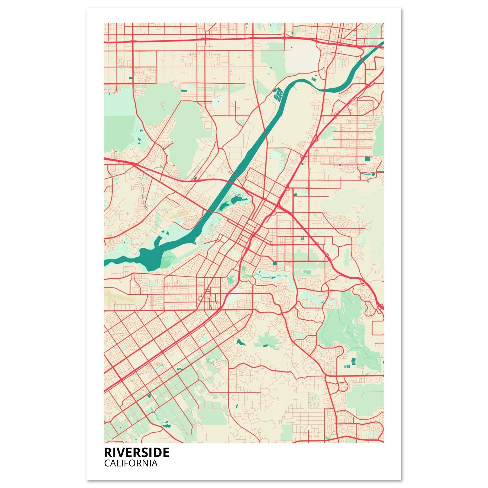 riverside map poster print