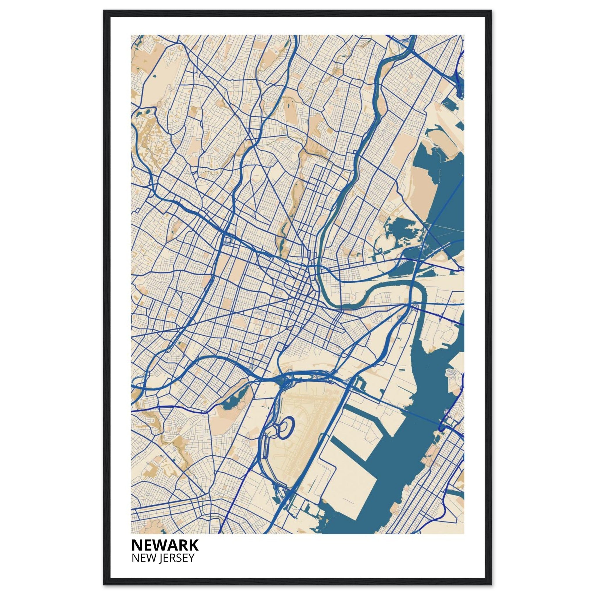Newark New Jersey City Map Poster | Custom Map Art Print - Ink And Atlas