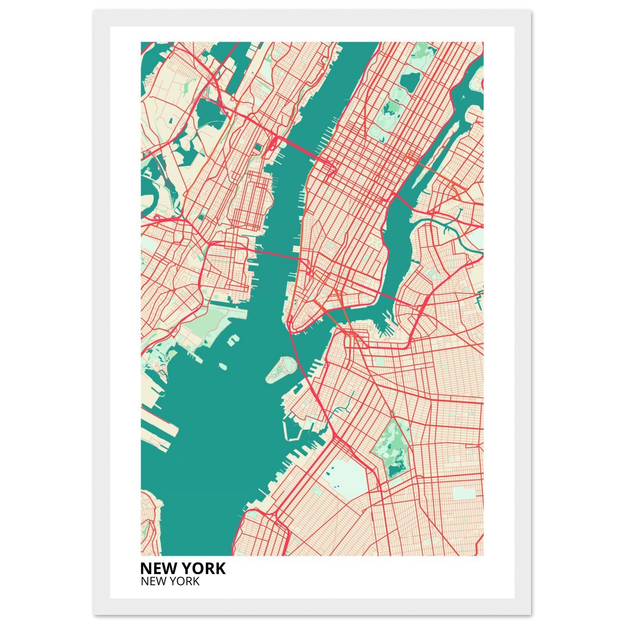 new york map poster print