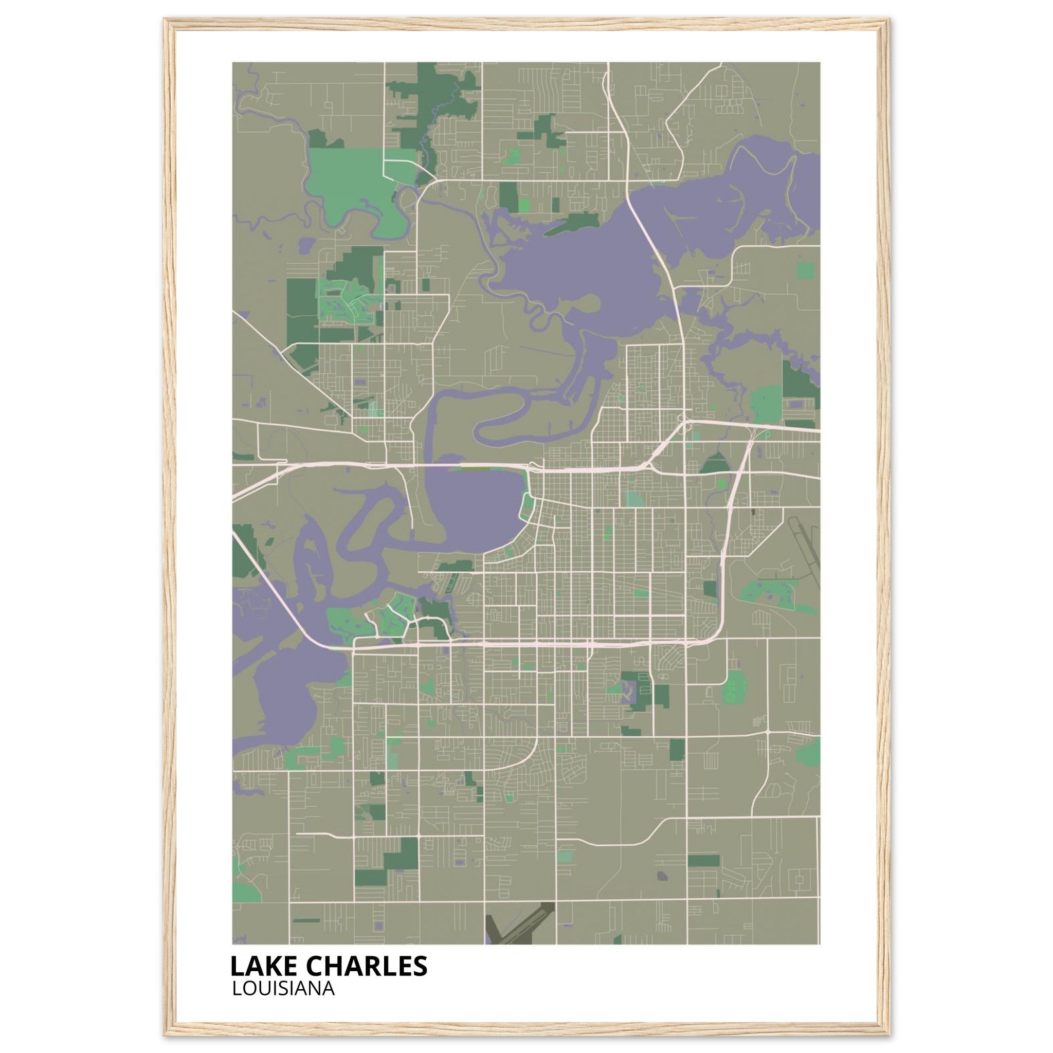 Lake Charles Louisiana City Map Poster | Custom Map Art Print - Ink And Atlas