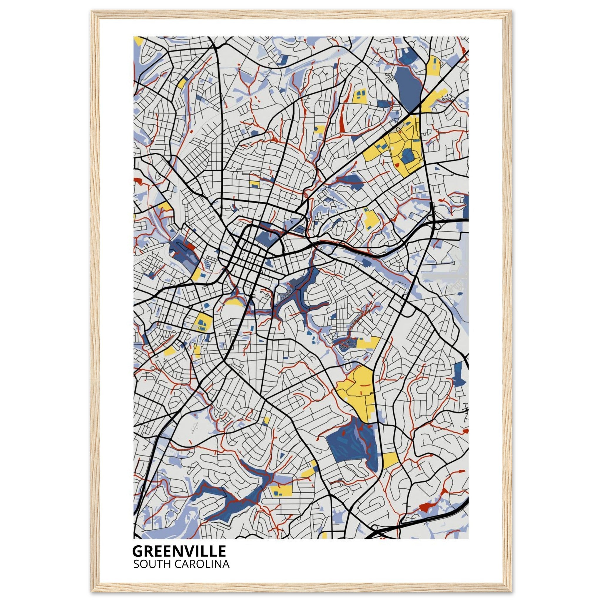 Greenville South Carolina City Map Poster | Custom Map Art Print - Ink And Atlas