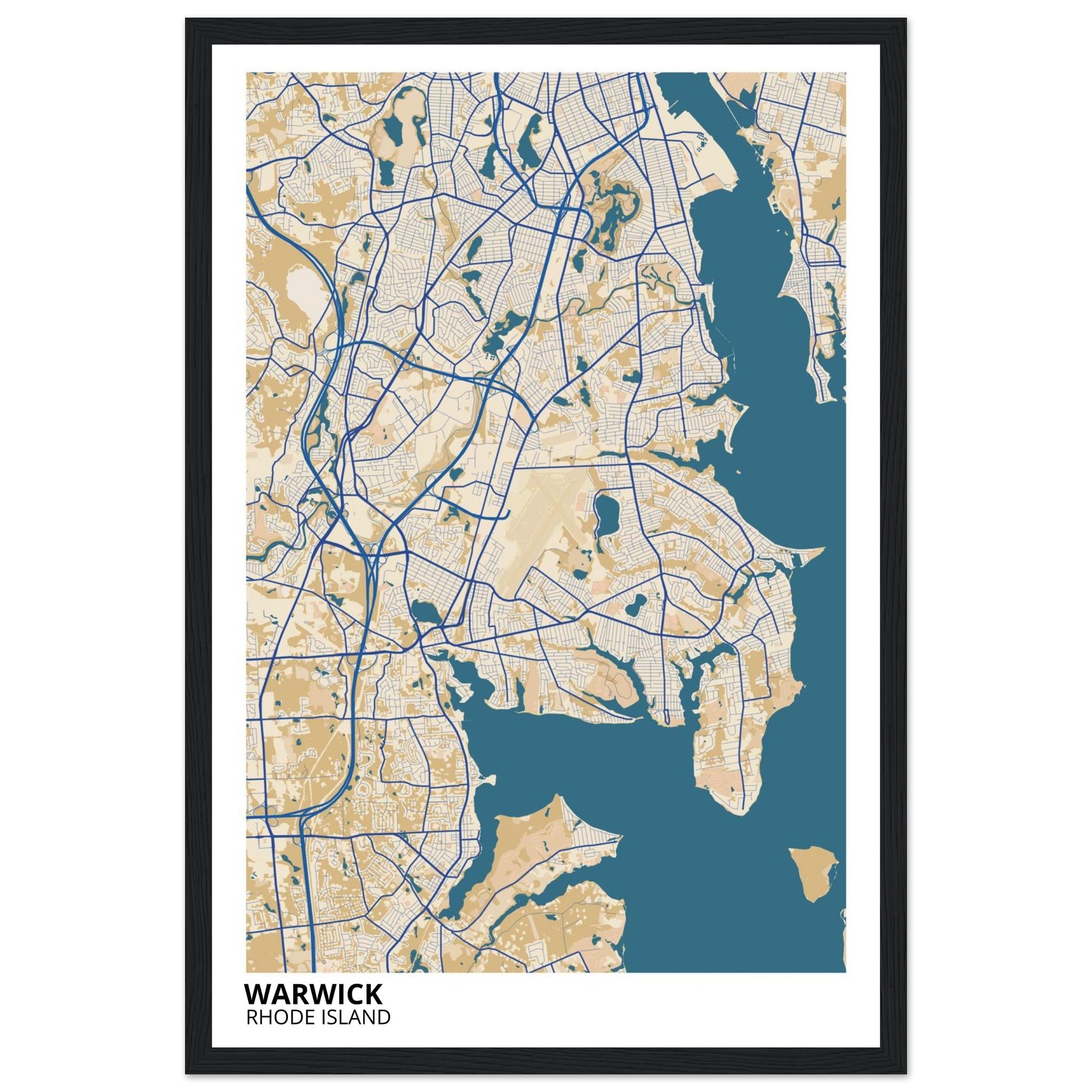 Warwick Rhode Island City Map Poster | Custom Map Art Print - Ink And Atlas