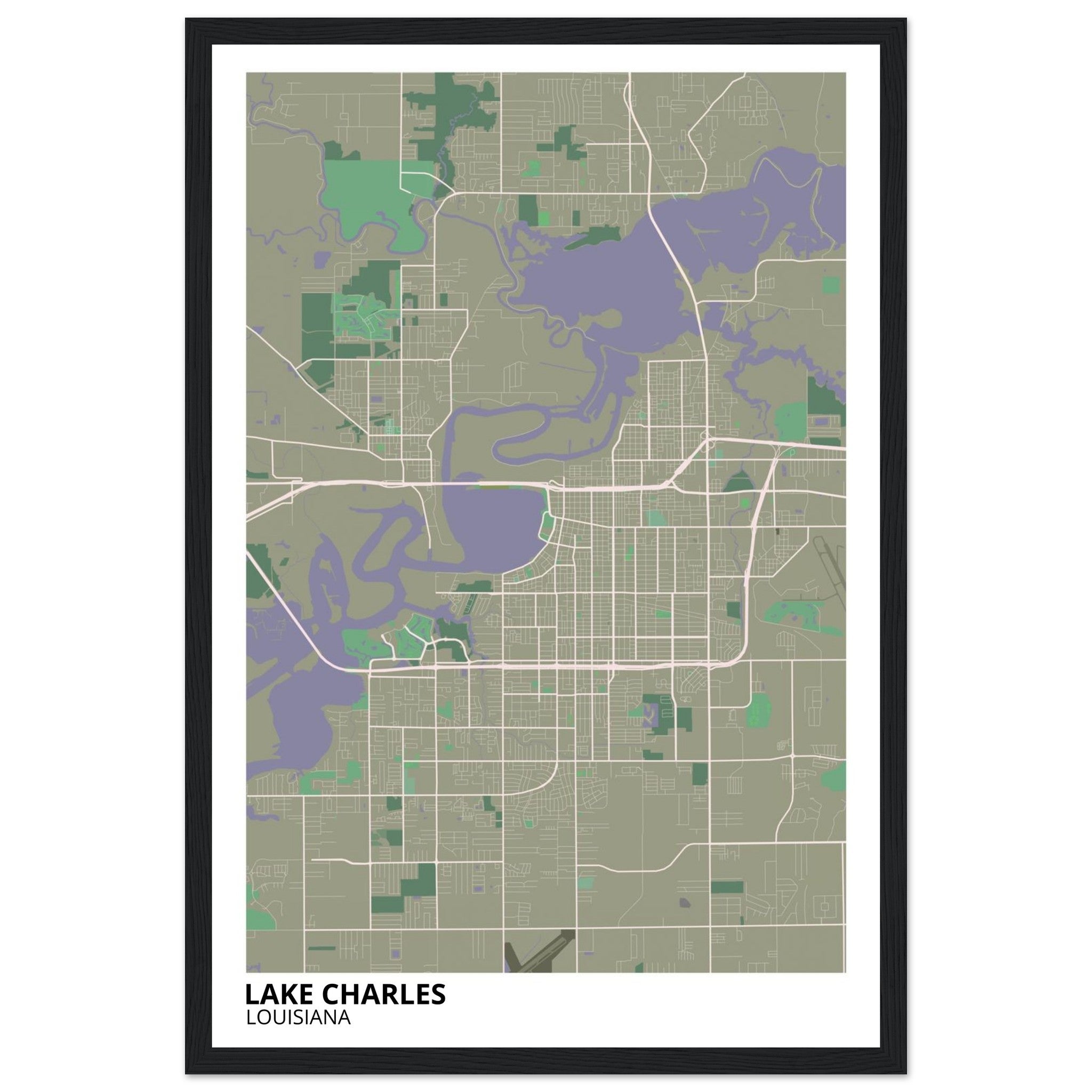 Lake Charles Louisiana City Map Poster | Custom Map Art Print - Ink And Atlas