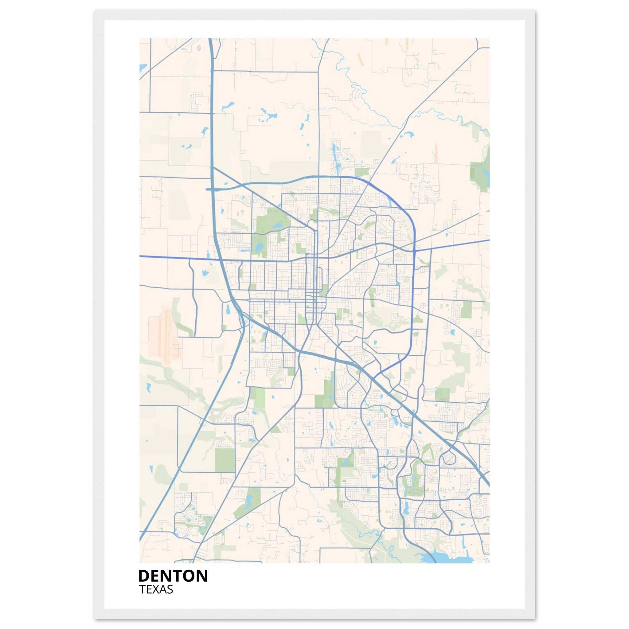 denton map poster print