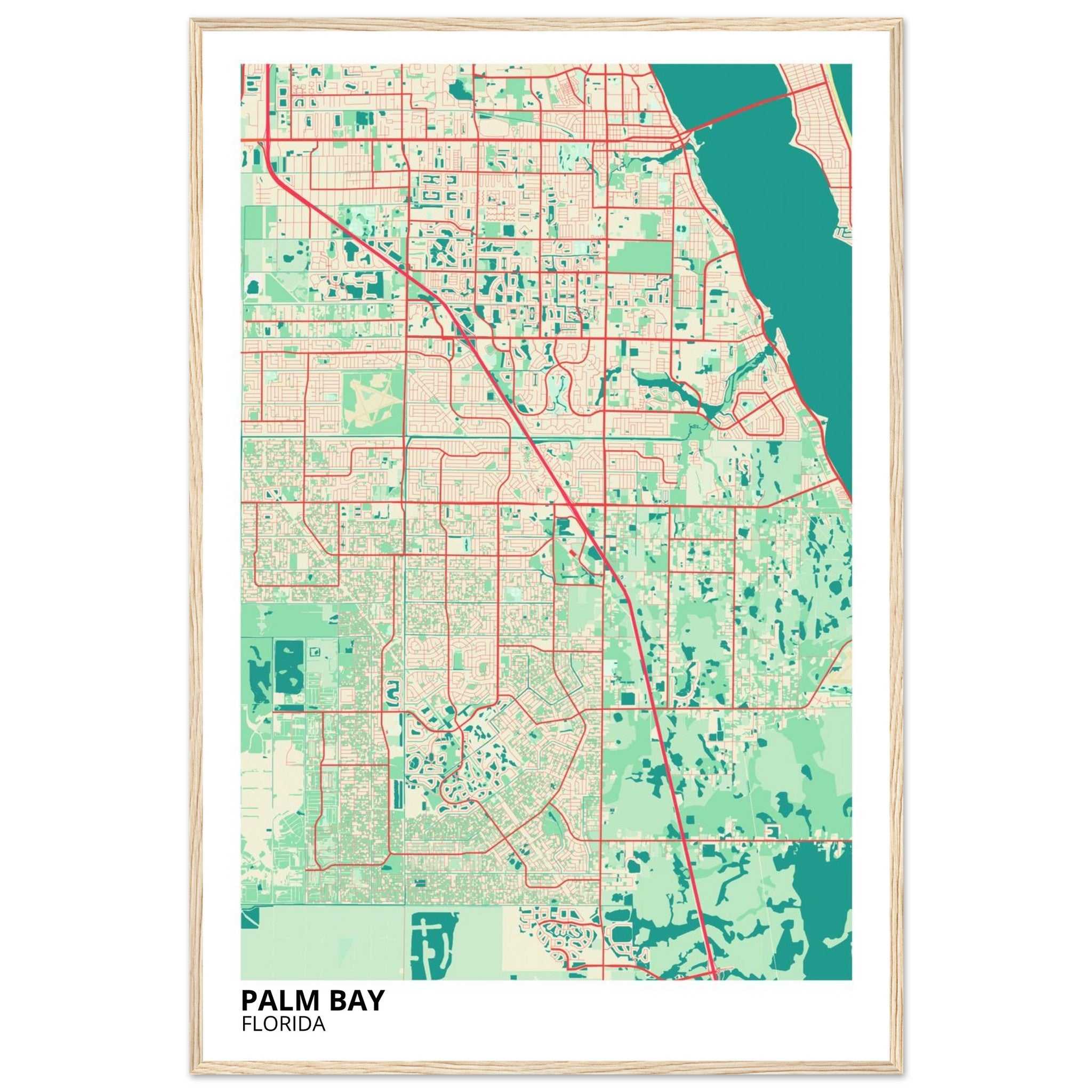 palm bay map poster print