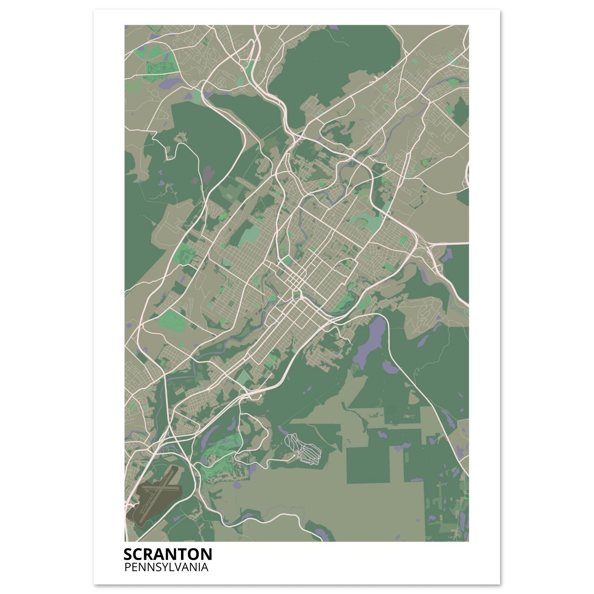 Scranton Pennsylvania City Map Poster | Custom Map Art Print - Ink And Atlas