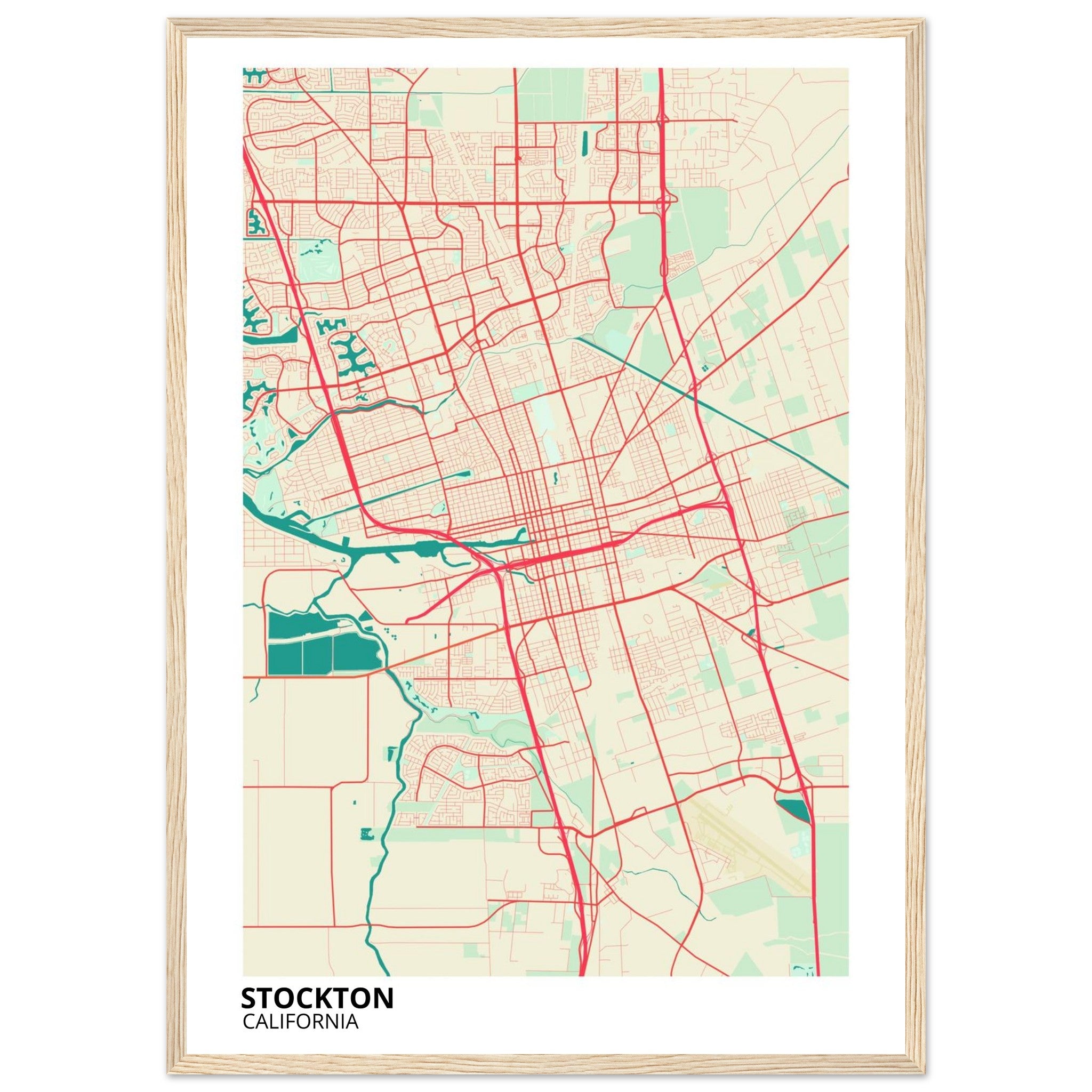 Stockton California City Map Poster | Custom Map Art Print - Ink And Atlas
