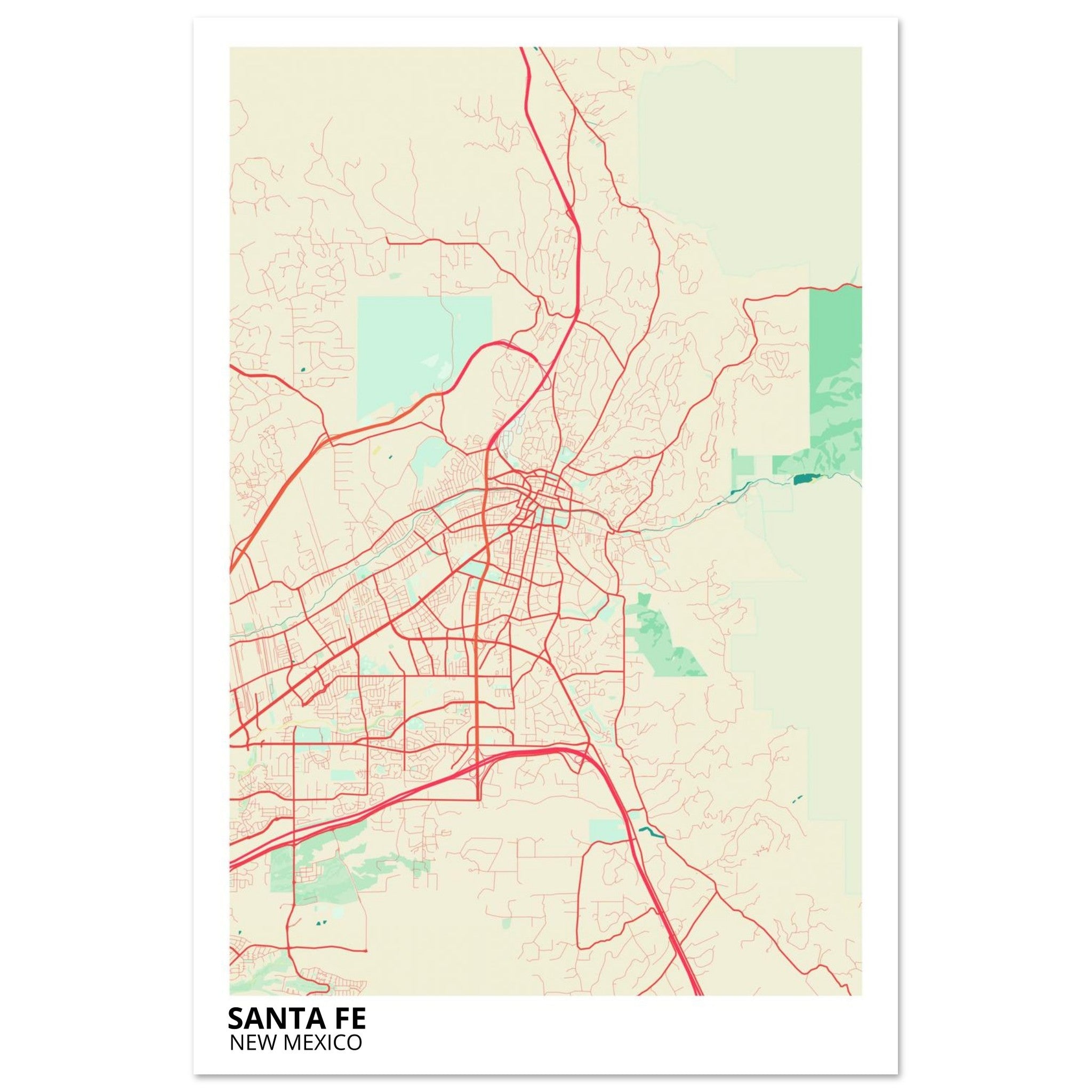 santa fe map poster print