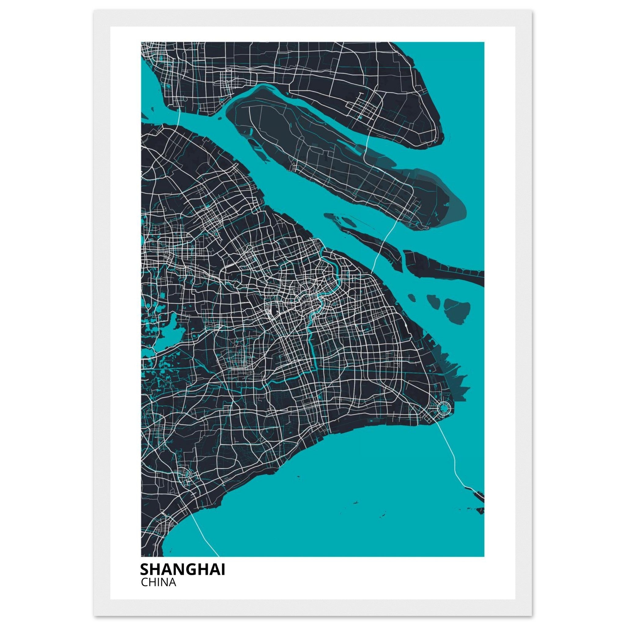 shanghai china map poster print