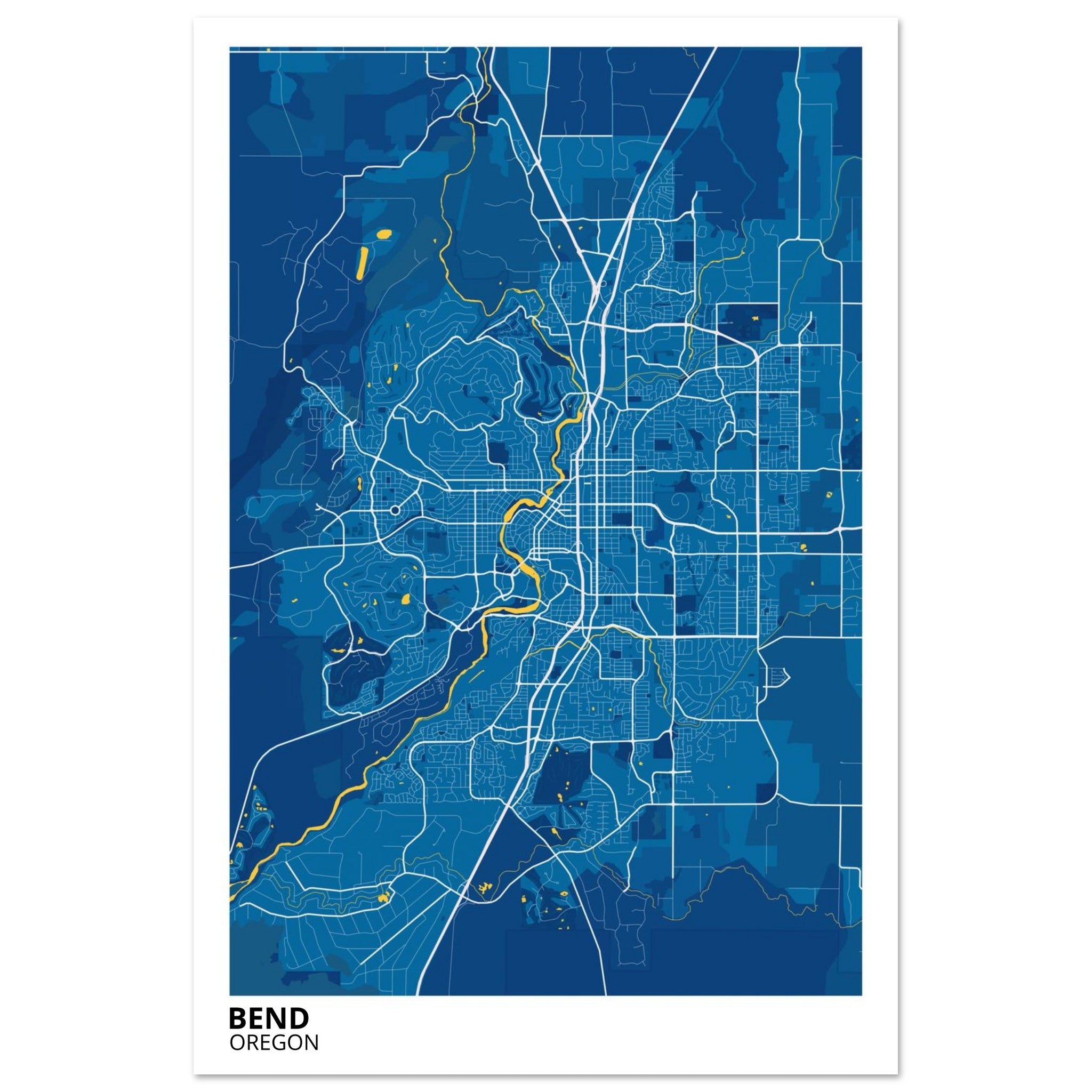 Bend Oregon City Map Poster | Custom Map Art Print - Ink And Atlas