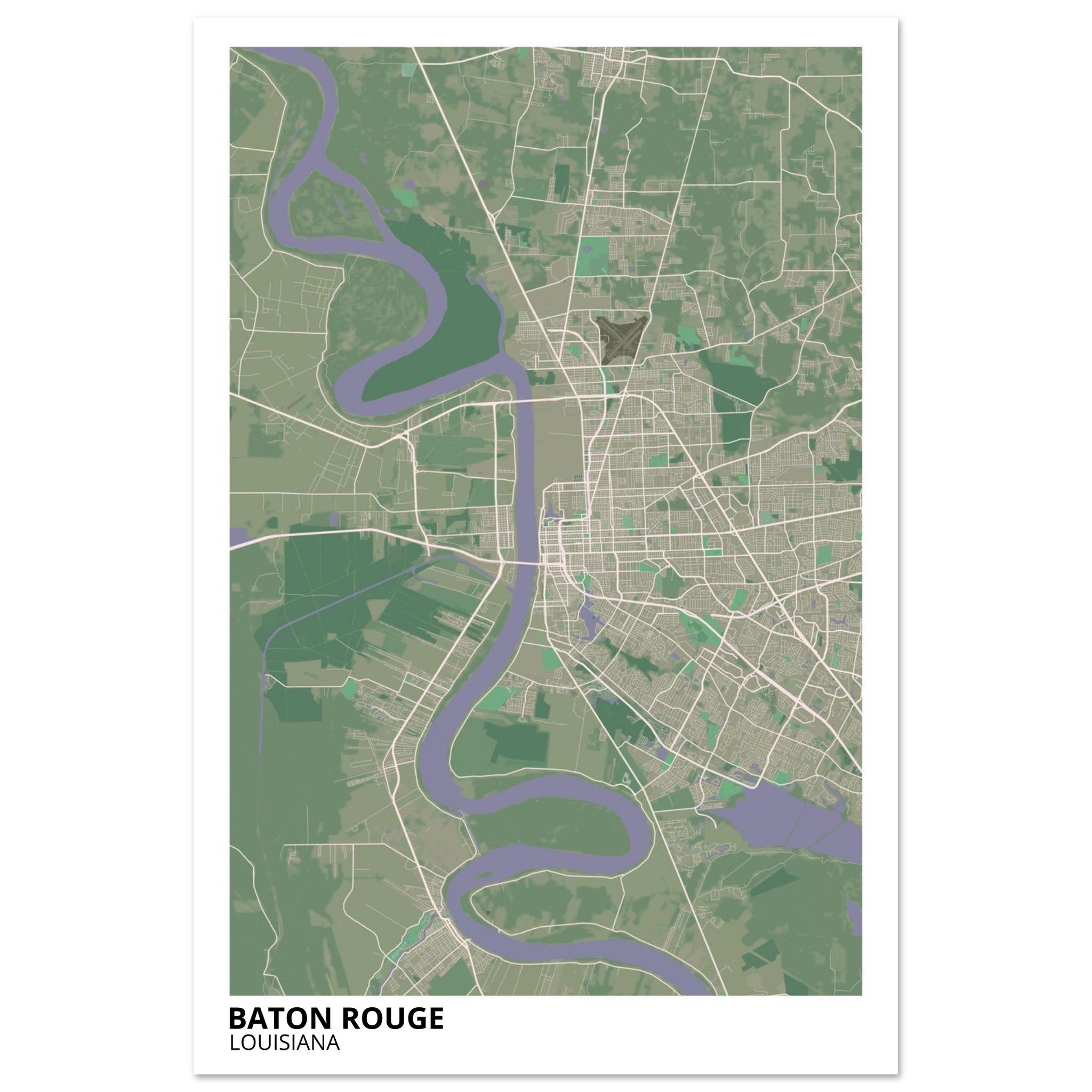 baton rouge map poster print