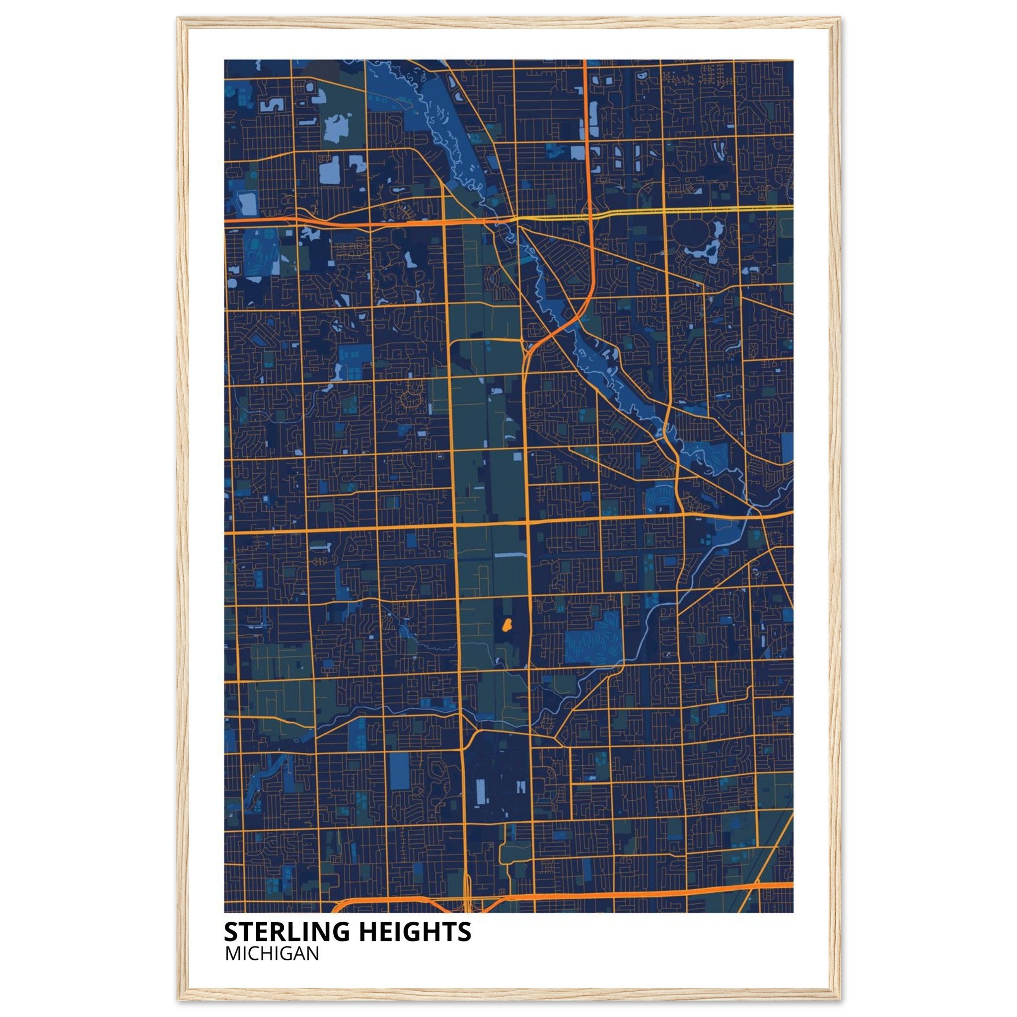 Sterling Heights Michigan City Map Poster | Custom Map Art Print - Ink And Atlas