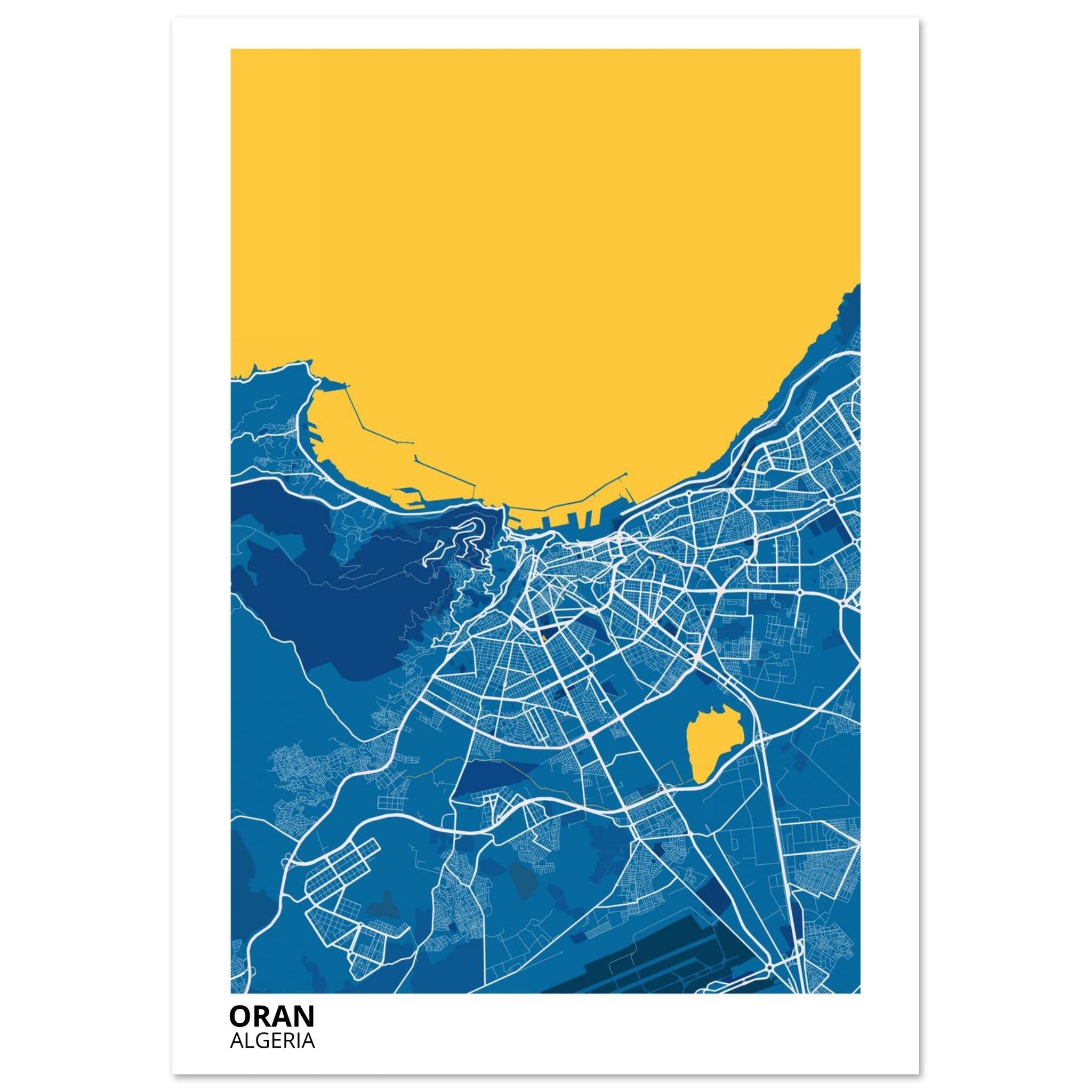 Oran Algeria City Map Poster | Custom Map Art Print - Ink And Atlas