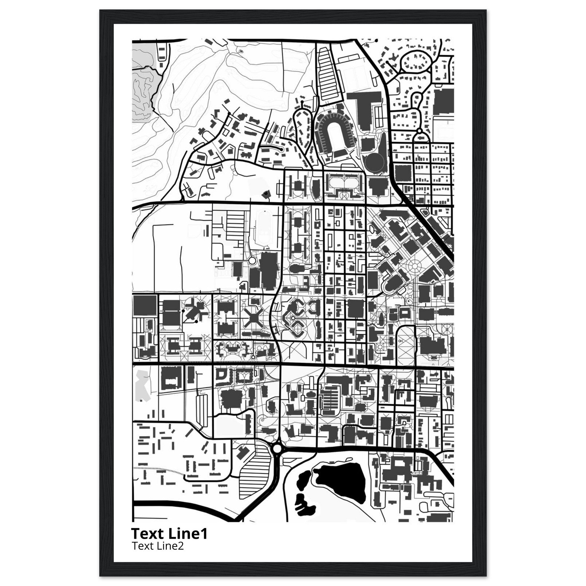 purdue university indiana main campus modern campus map print