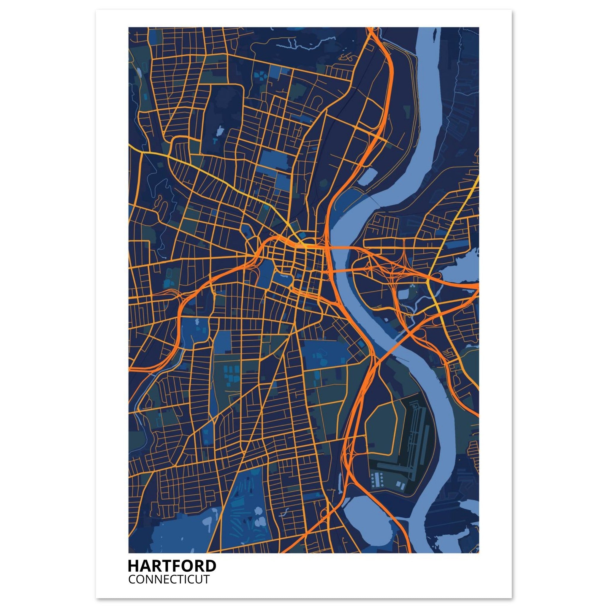 hartford map poster print
