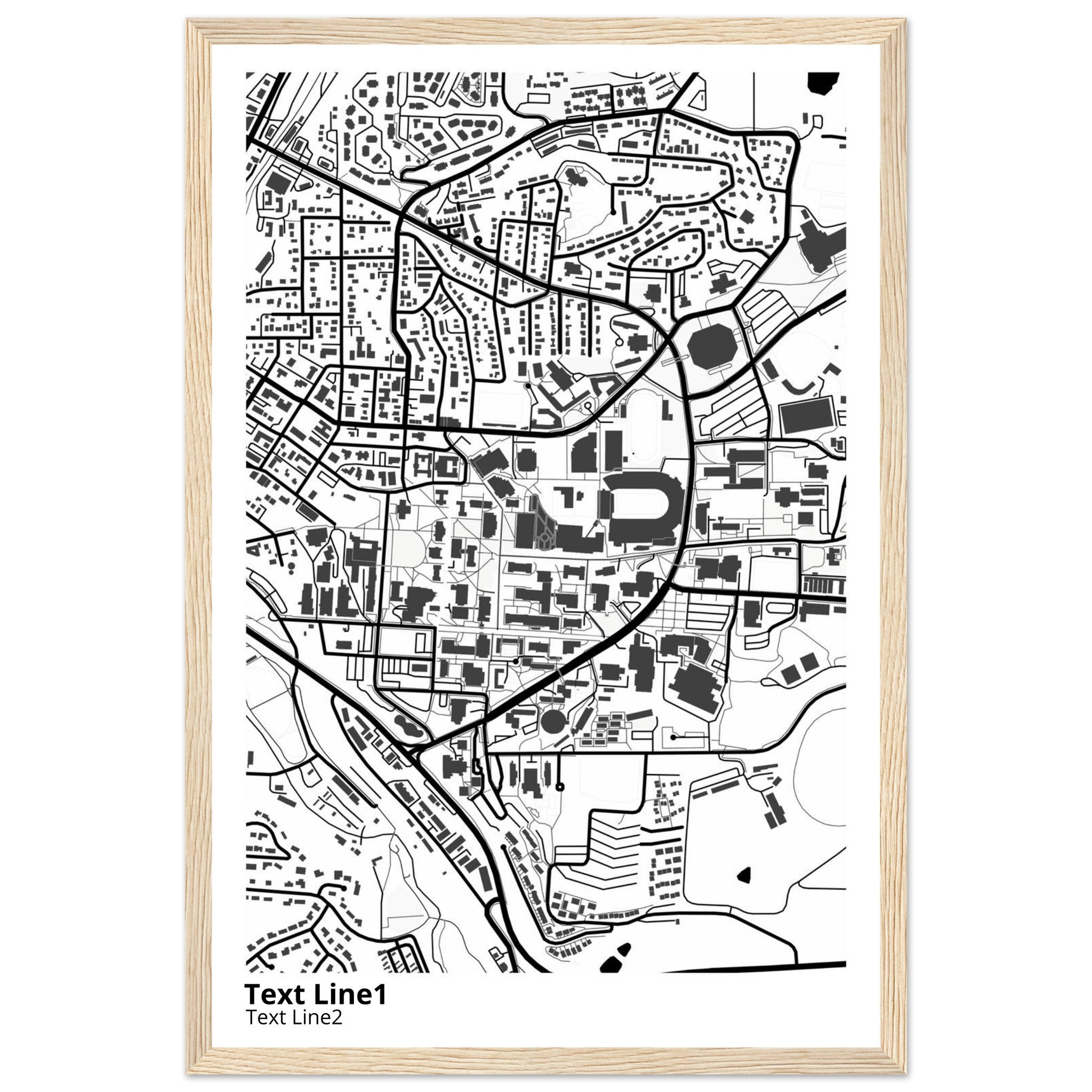washington state university modern campus map print