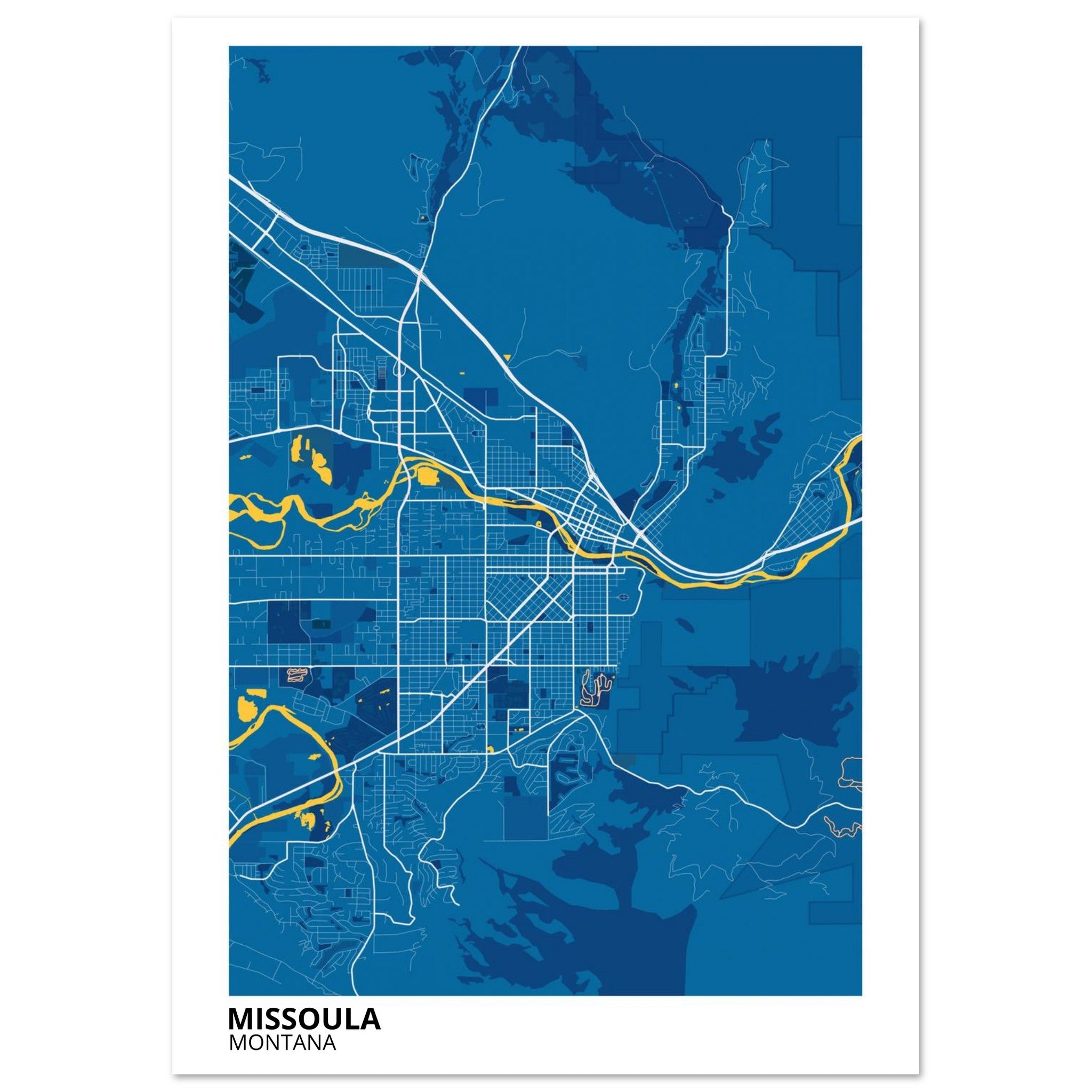Missoula Montana City Map Poster | Custom Map Art Print - Ink And Atlas