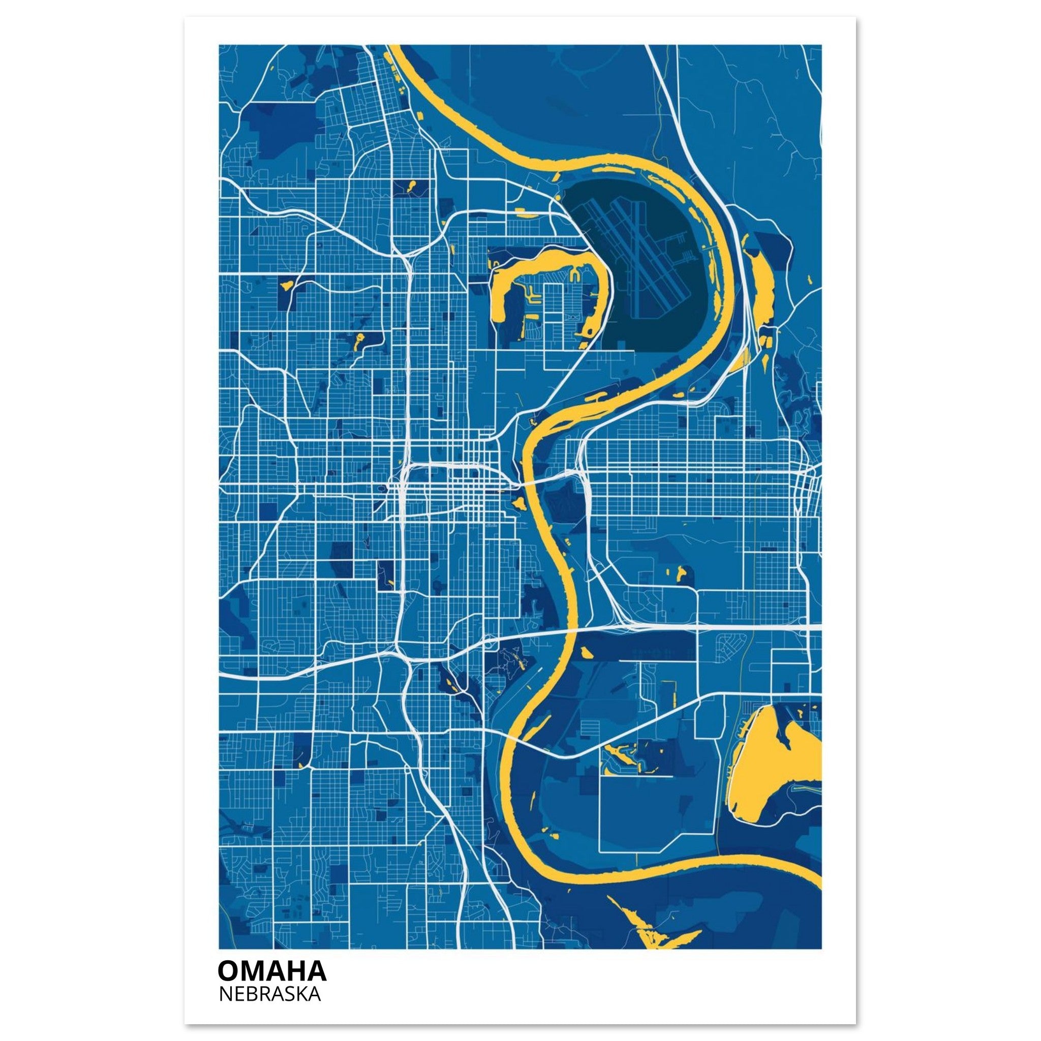 omaha map poster print