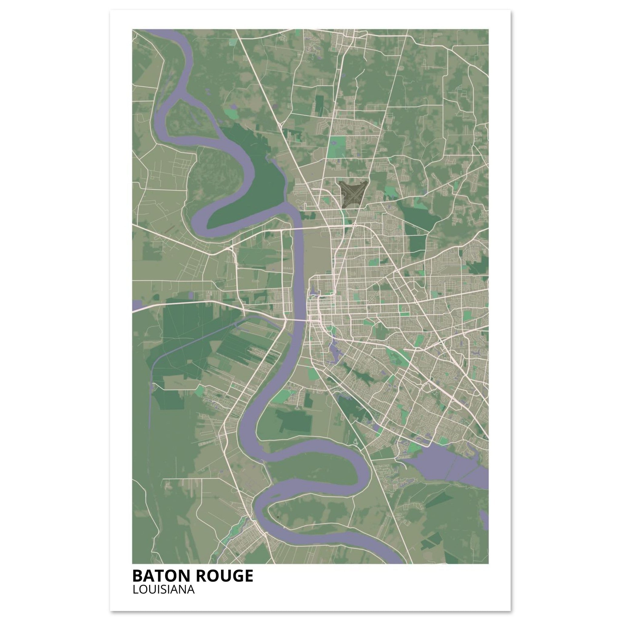 baton rouge map poster print