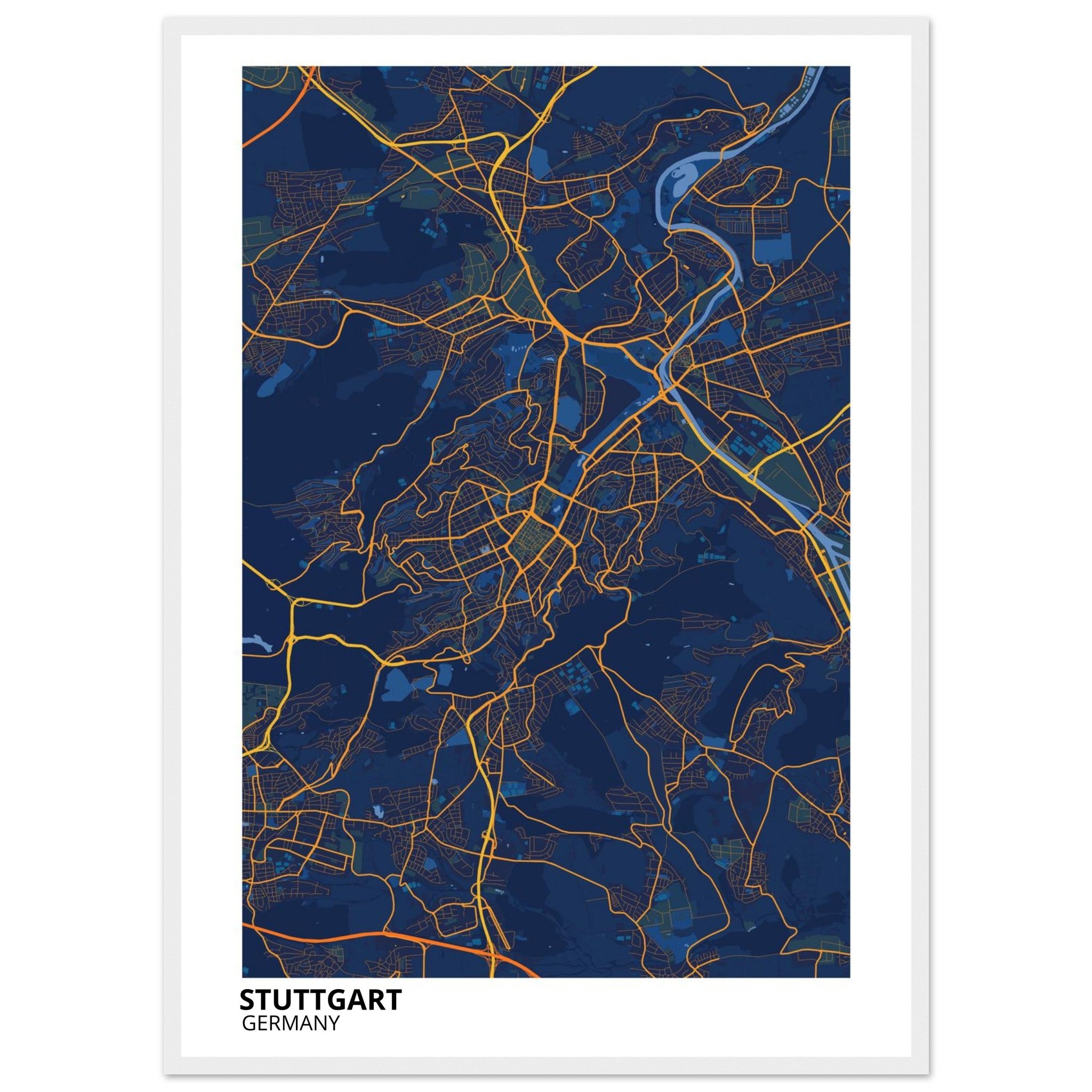 Stuttgart Germany City Map Poster | Custom Map Art Print - Ink And Atlas