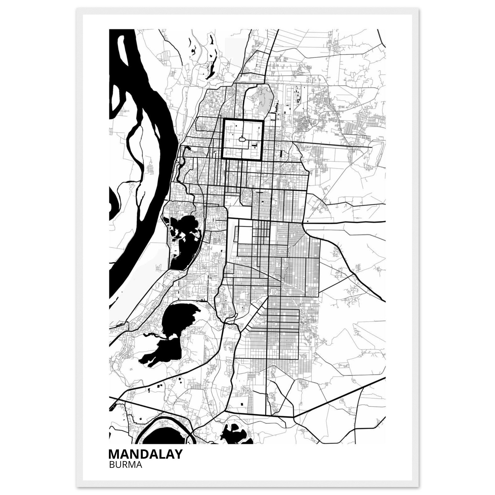 Mandalay Burma City Map Poster | Custom Map Art Print - Ink And Atlas