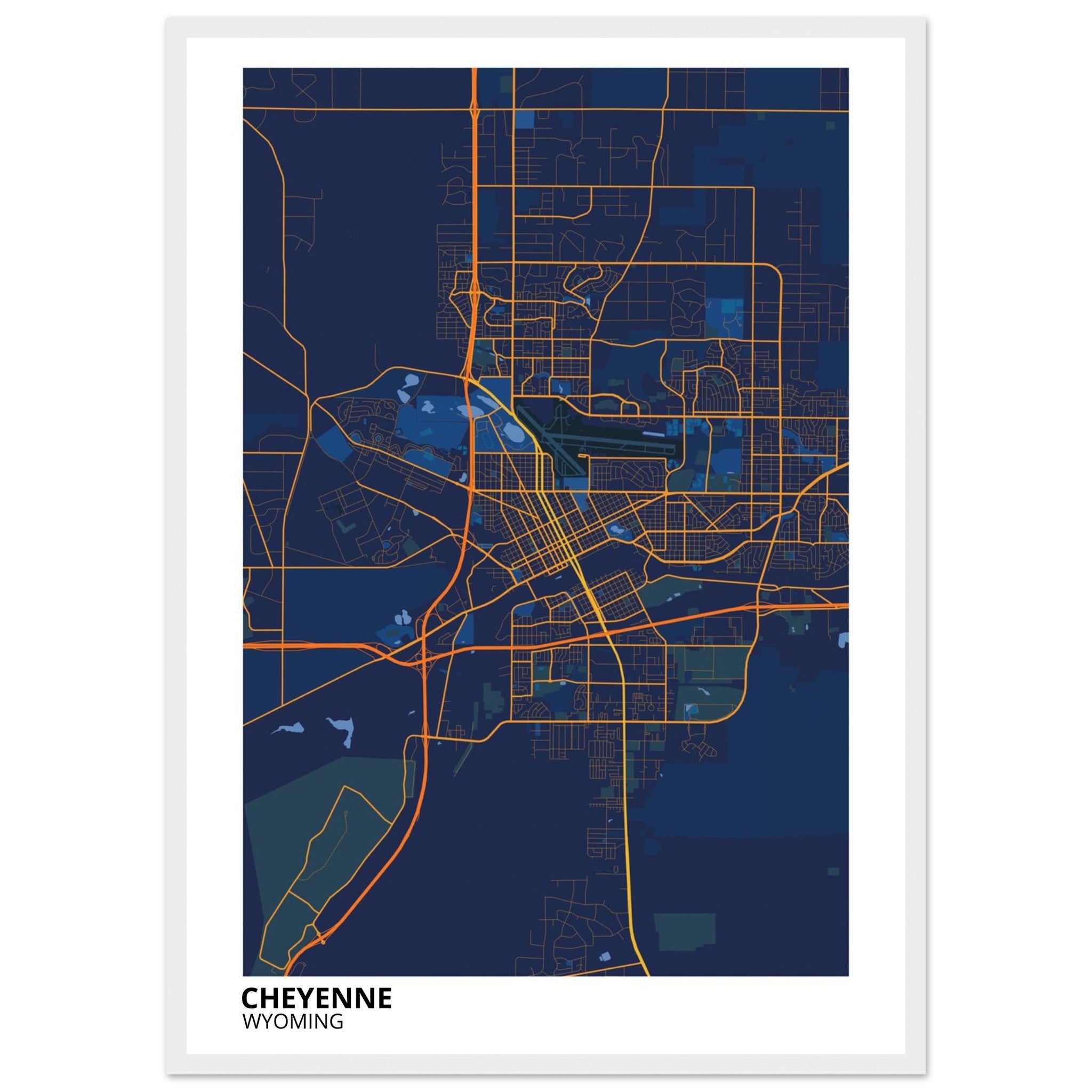 cheyenne map poster print
