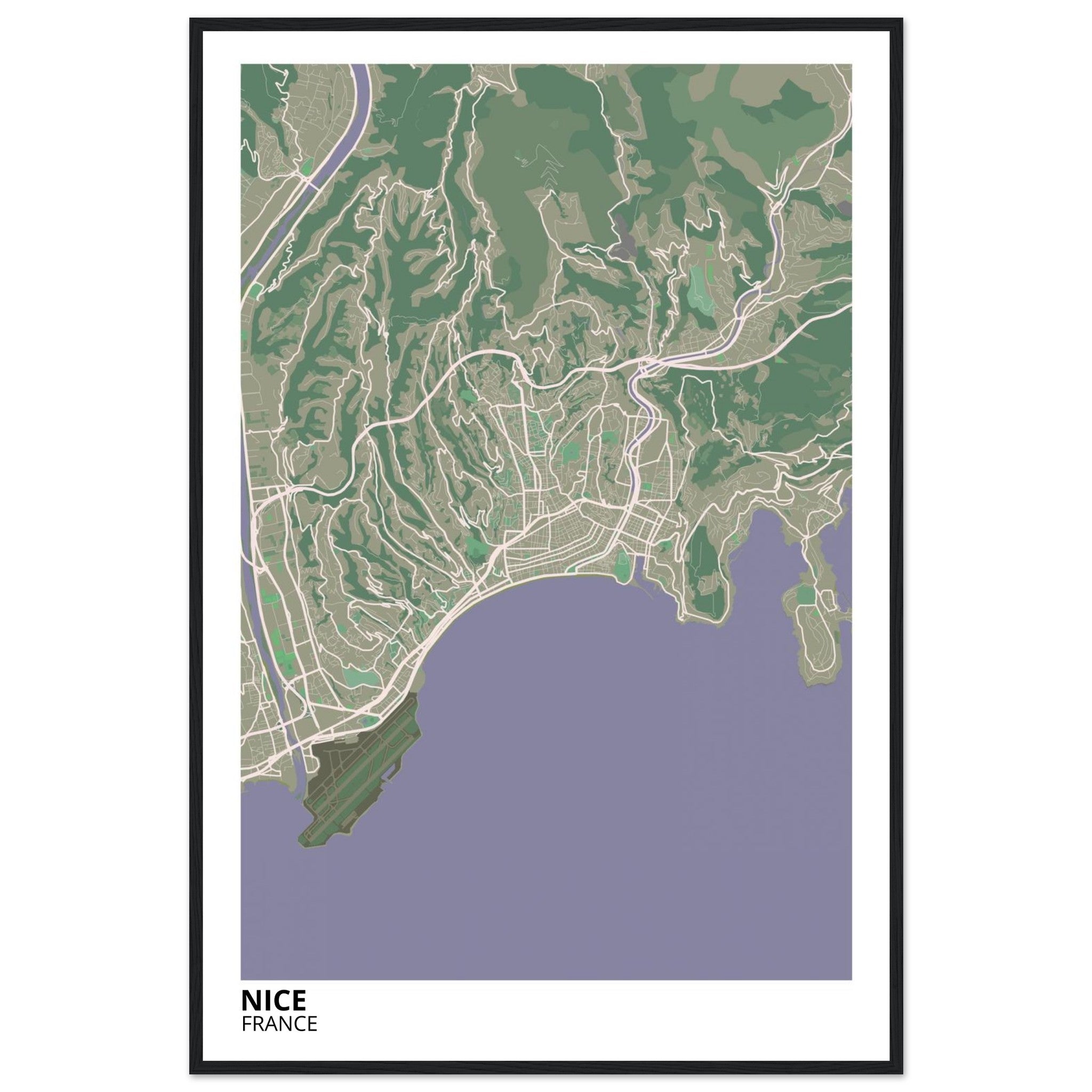 Nice France City Map Poster | Custom Map Art Print - Ink And Atlas