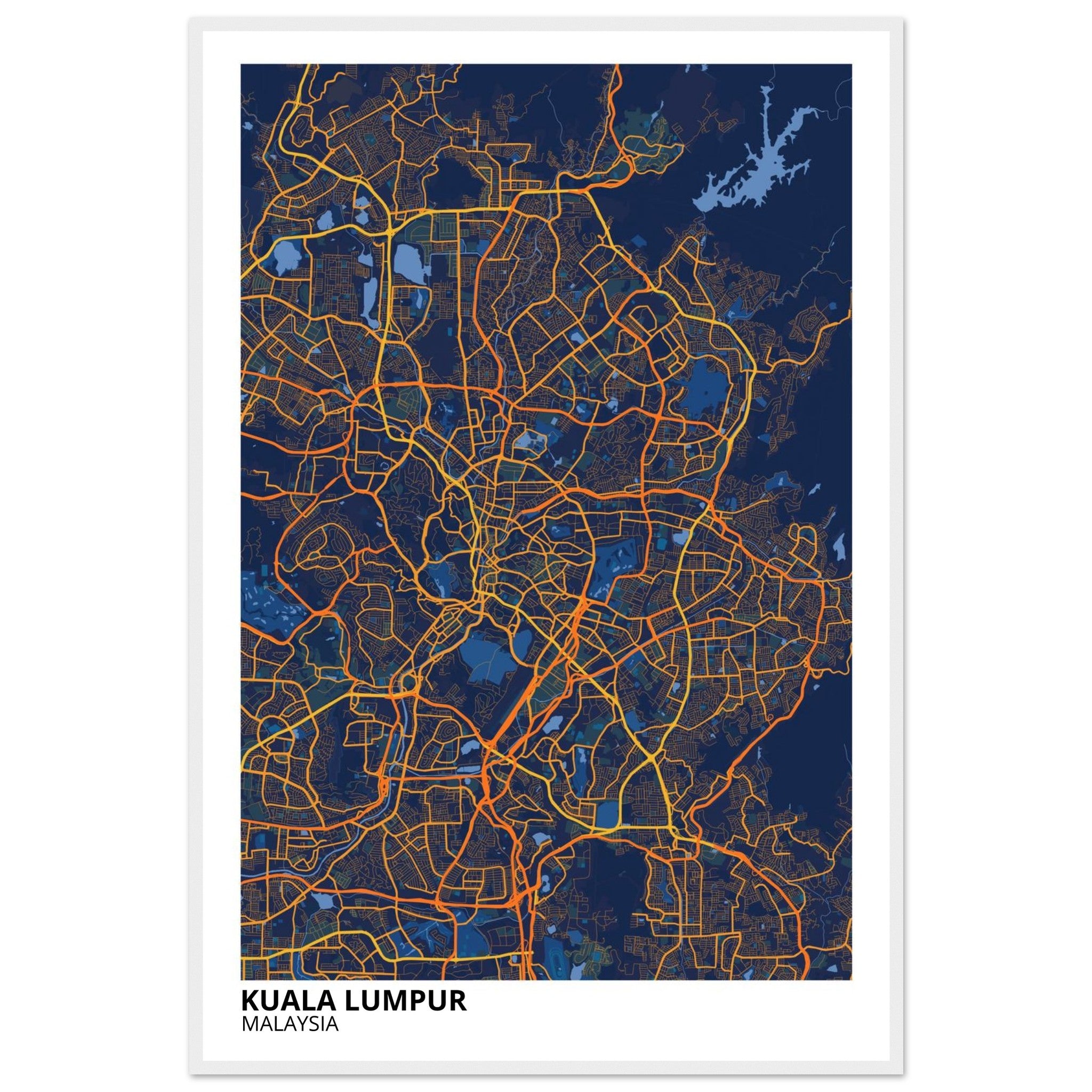 Kuala Lumpur Malaysia City Map Poster | Custom Map Art Print - Ink And Atlas