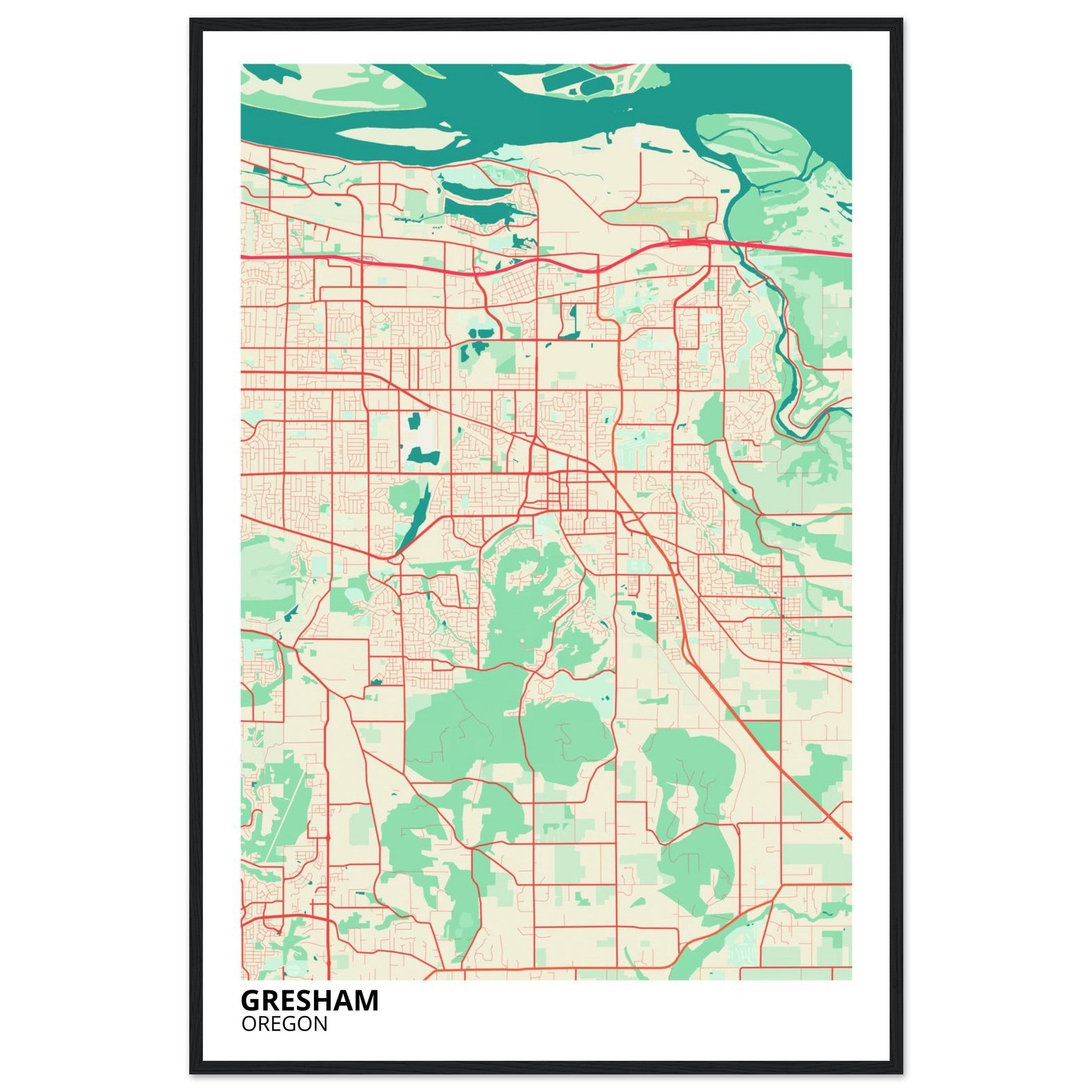 gresham oregon map poster print
