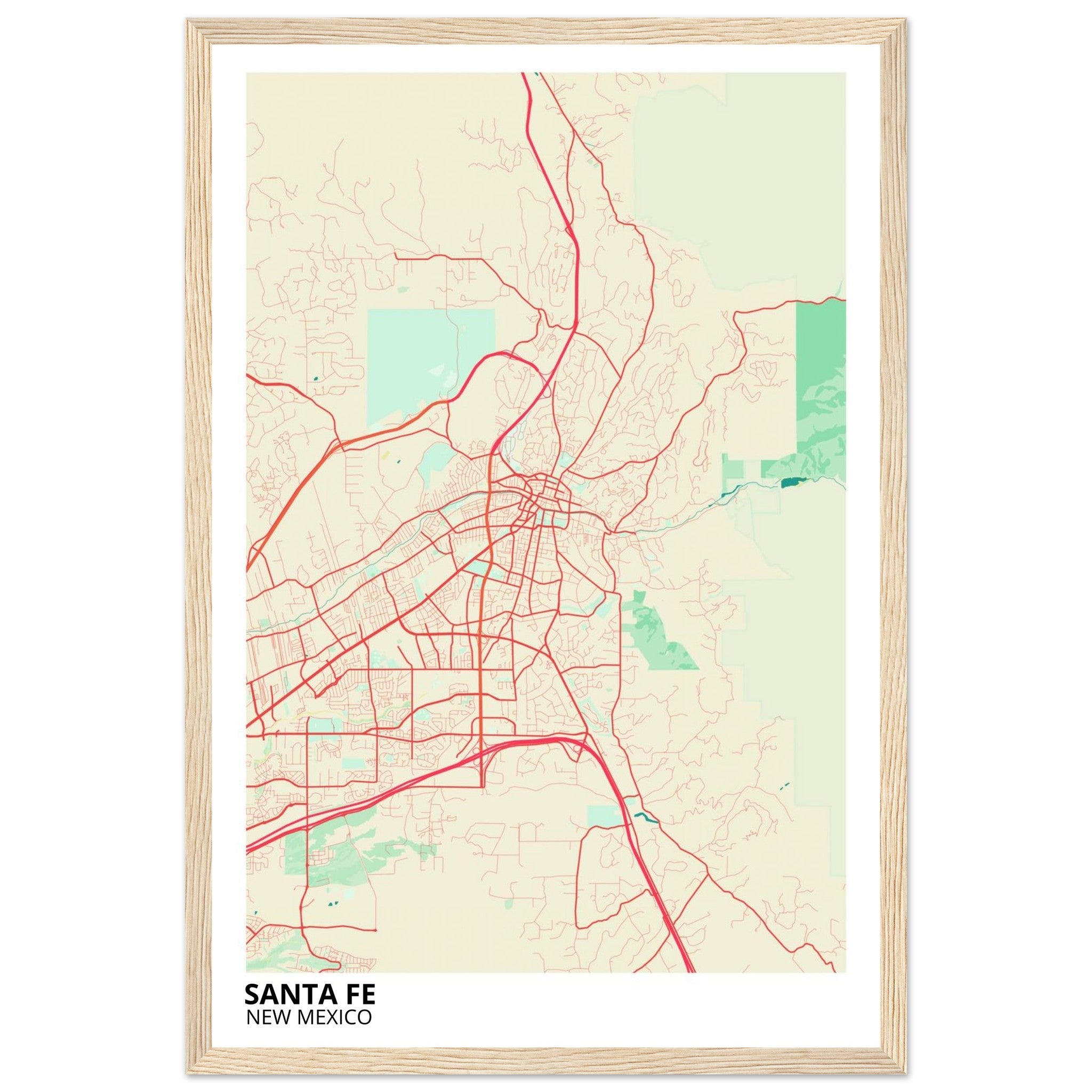 santa fe map poster print