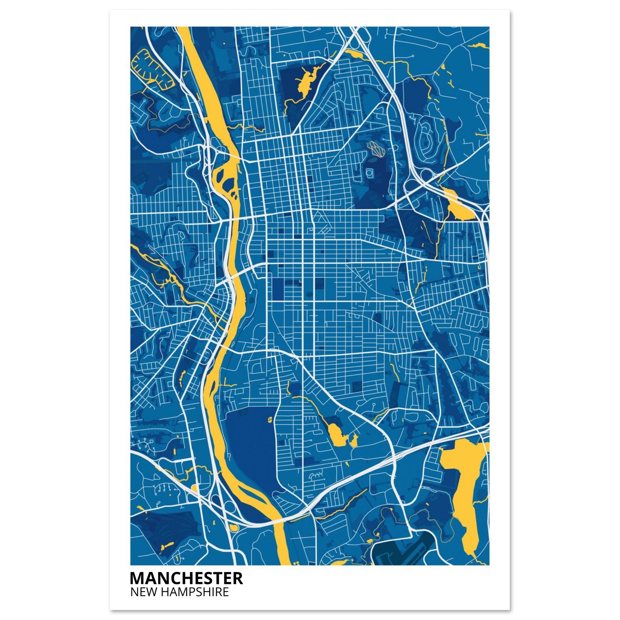 Manchester New Hampshire City Map Poster | Custom Map Art Print - Ink And Atlas