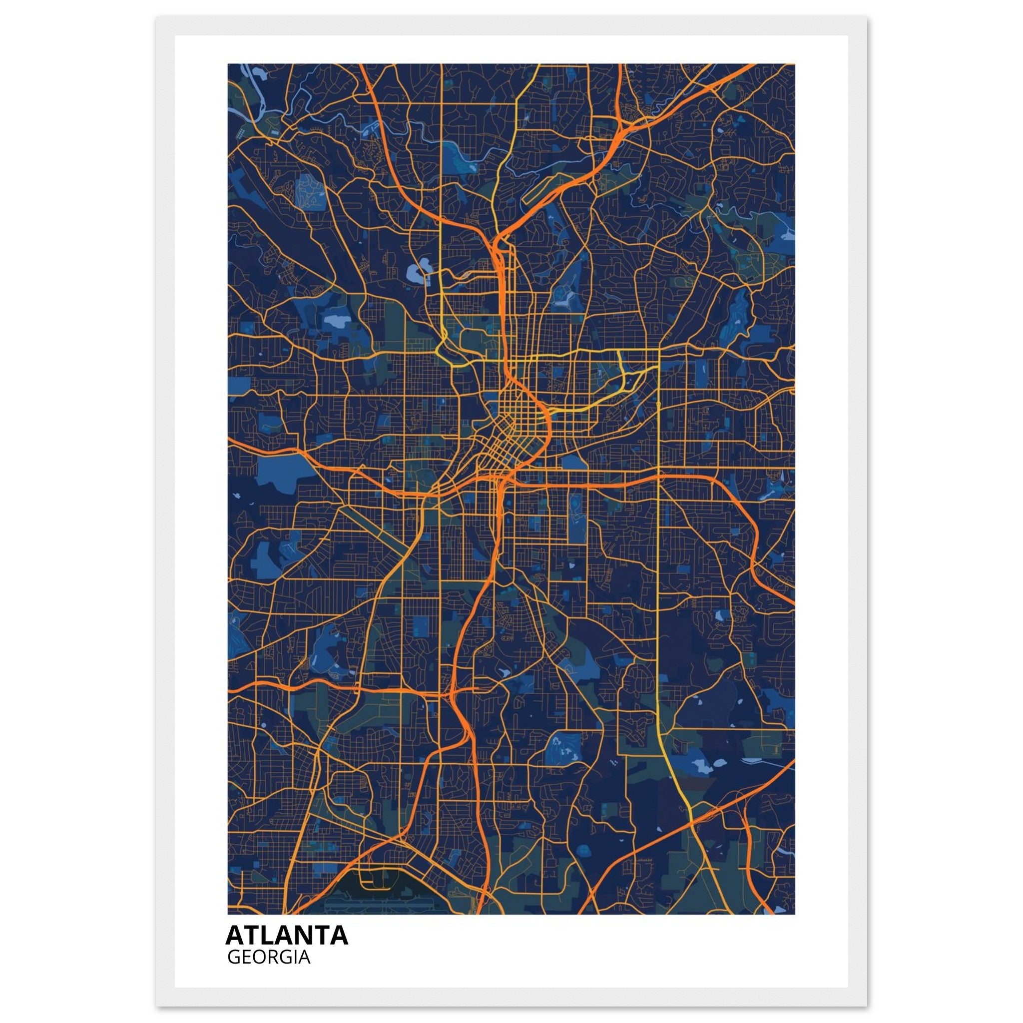 atlanta map poster print