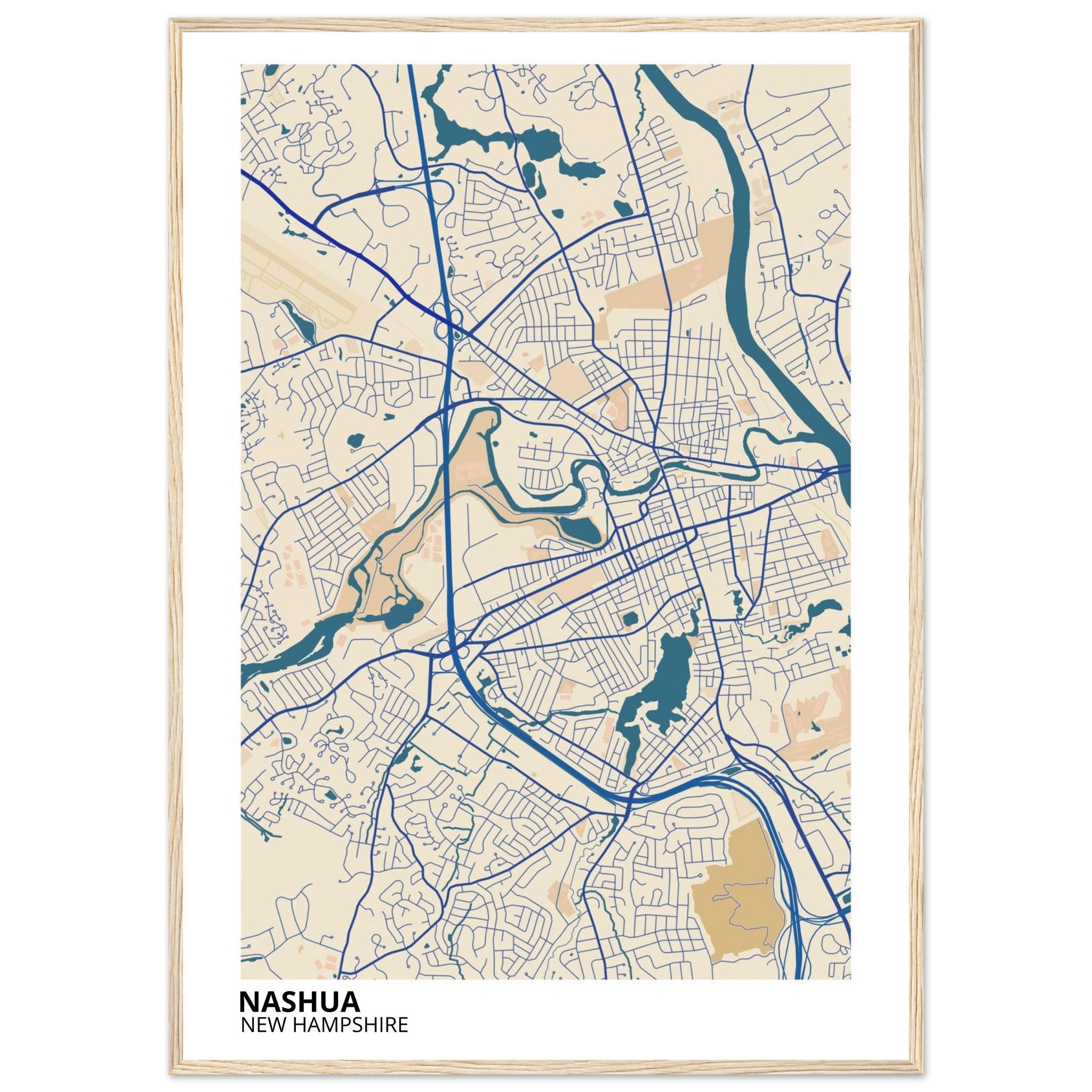 Nashua New Hampshire City Map Poster | Custom Map Art Print - Ink And Atlas