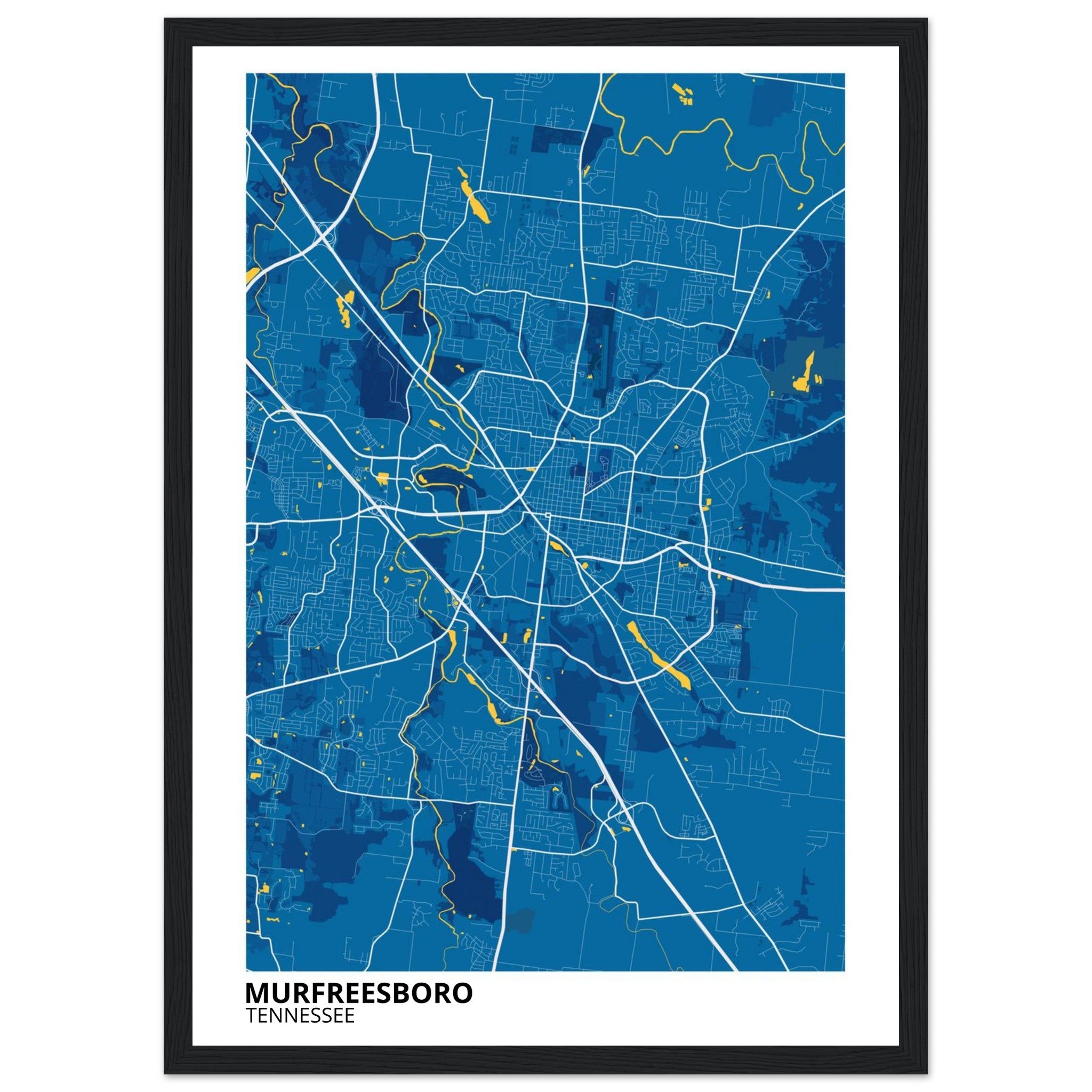 murfreesboro tennessee modern city map print