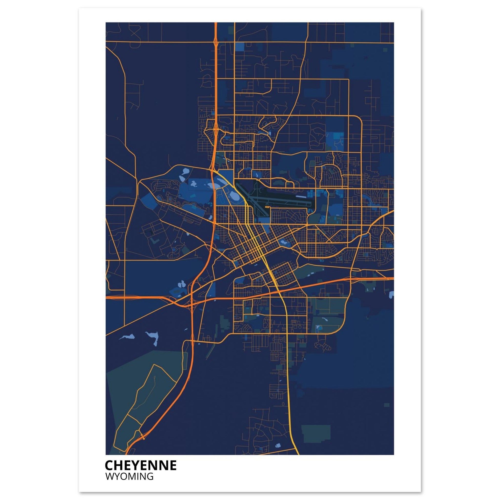 cheyenne map poster print
