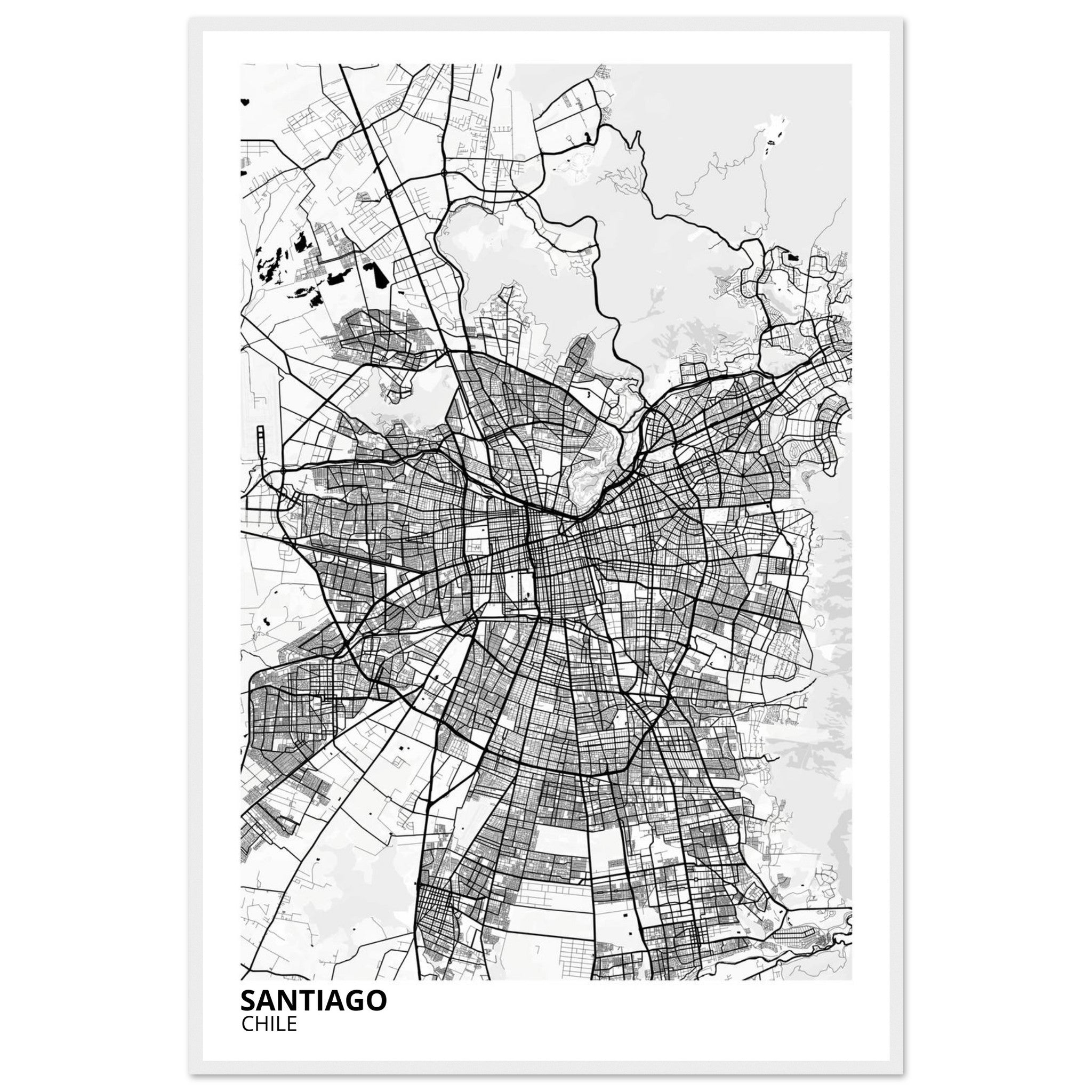Santiago Chile City Map Poster | Custom Map Art Print - Ink And Atlas