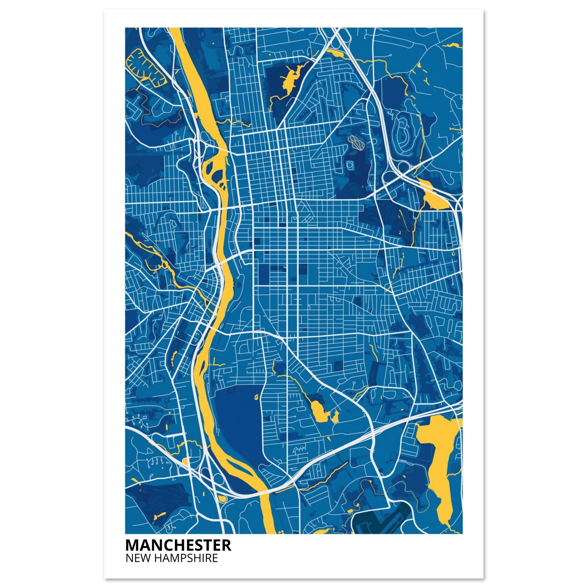 Manchester New Hampshire City Map Poster | Custom Map Art Print - Ink And Atlas