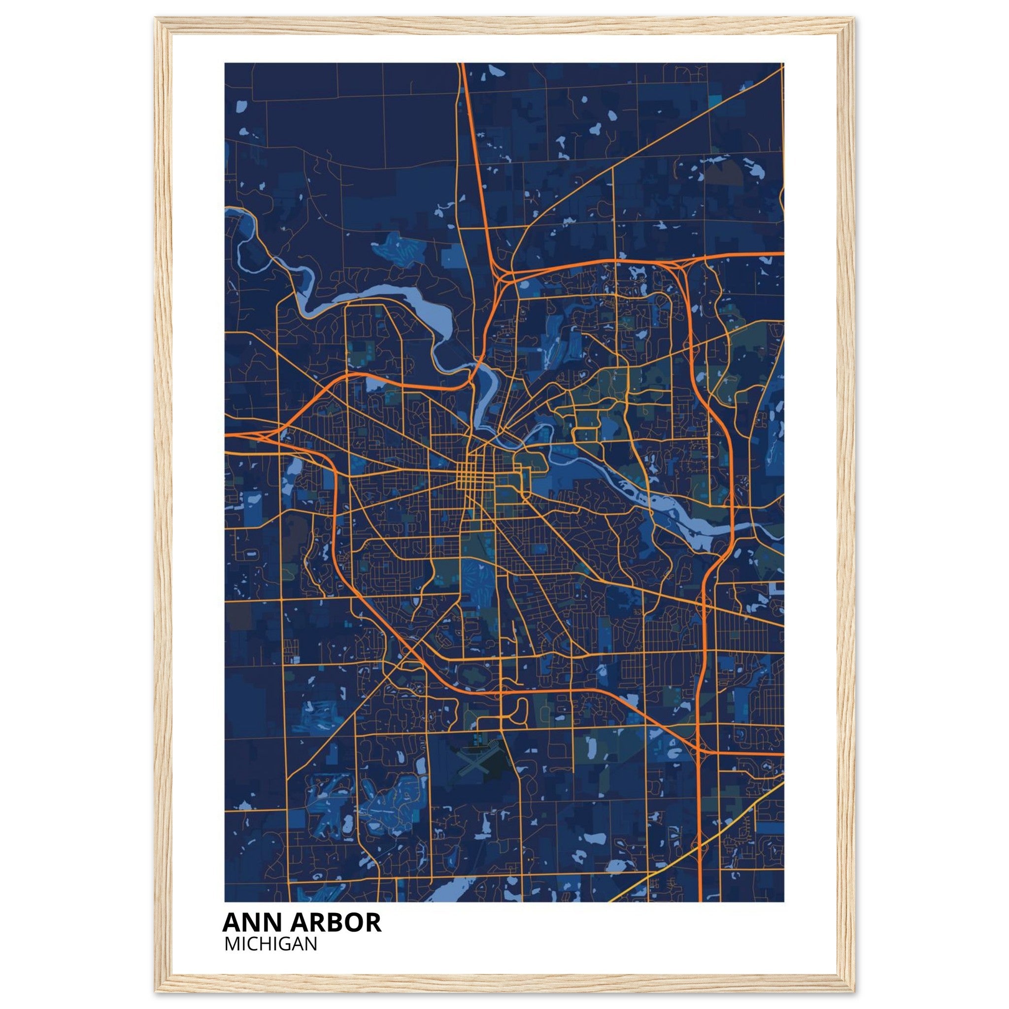 Ann Arbor Michigan City Map Poster | Custom Map Art Print - Ink And Atlas