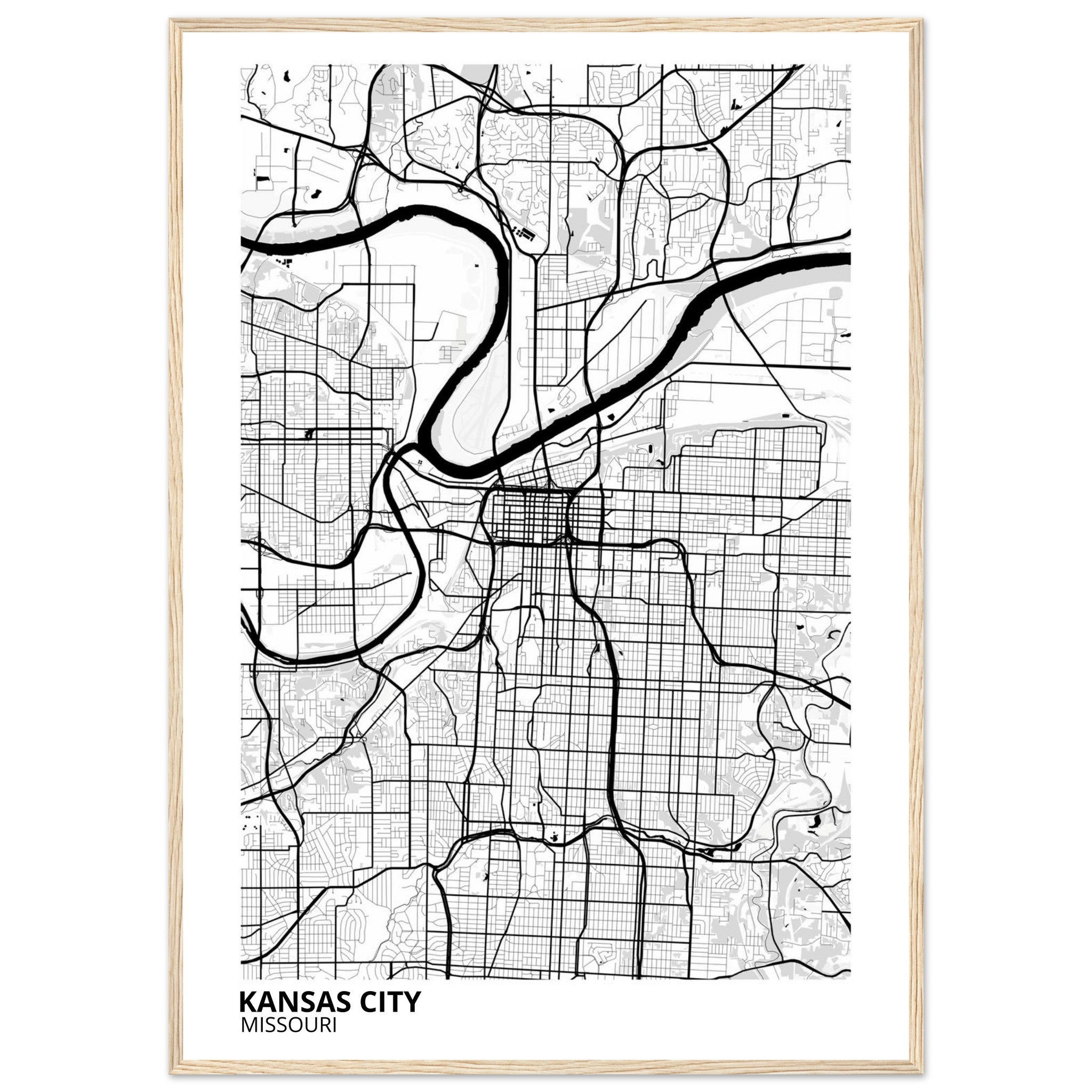 kansas city map poster print