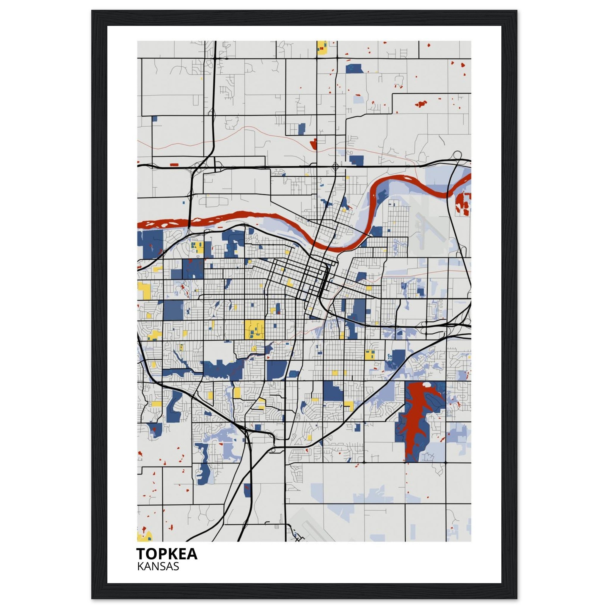 topeka map poster print
