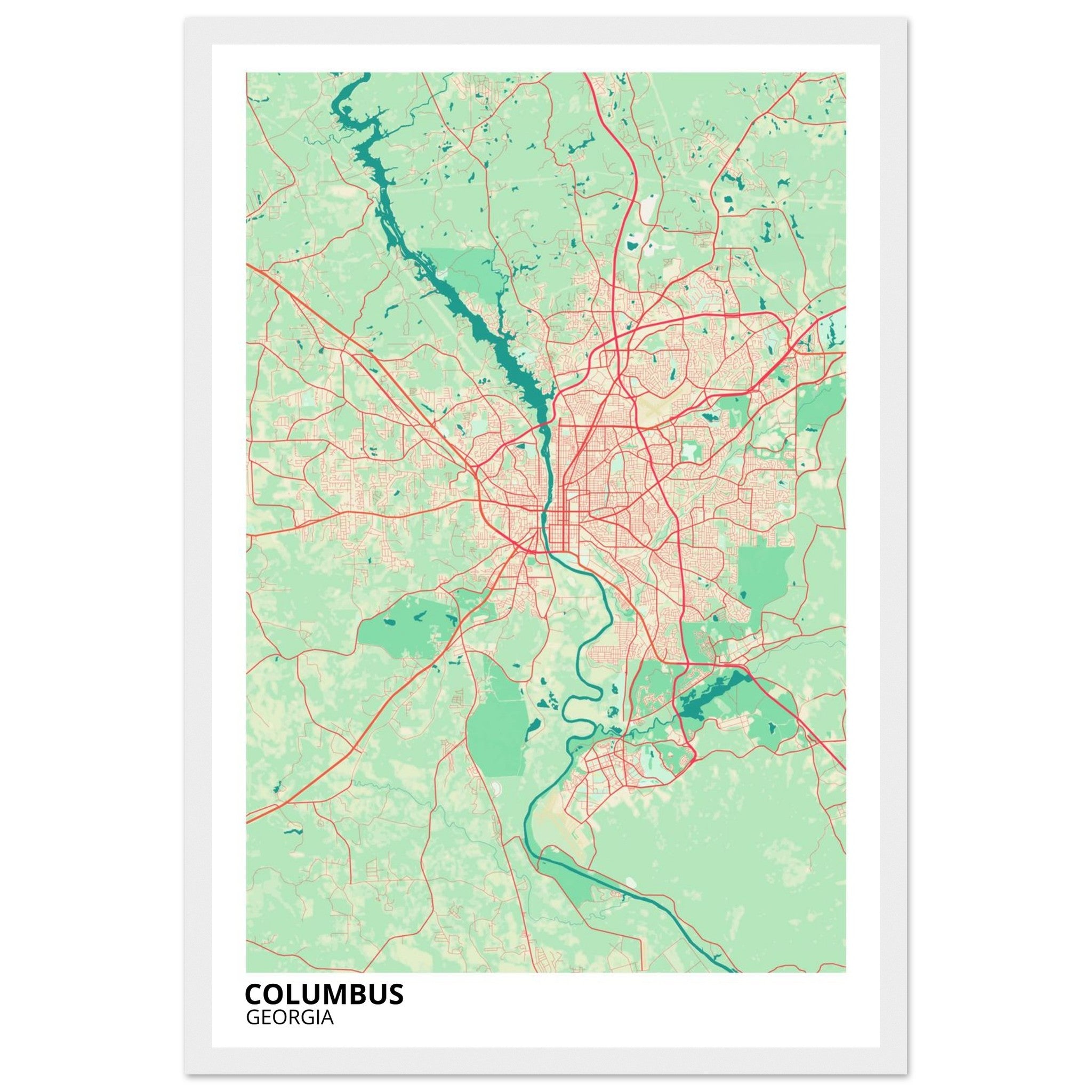 Columbus Georgia City Map Poster | Custom Map Art Print - Ink And Atlas