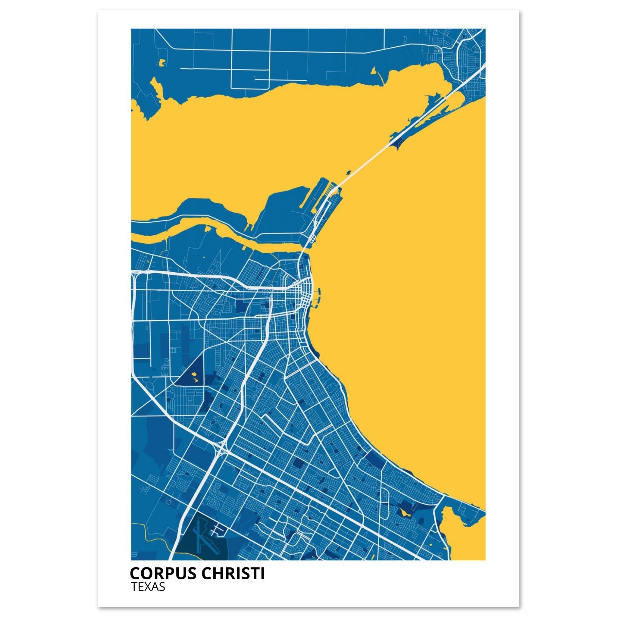 Corpus Christi Texas City Map Poster | Custom Map Art Print - Ink And Atlas