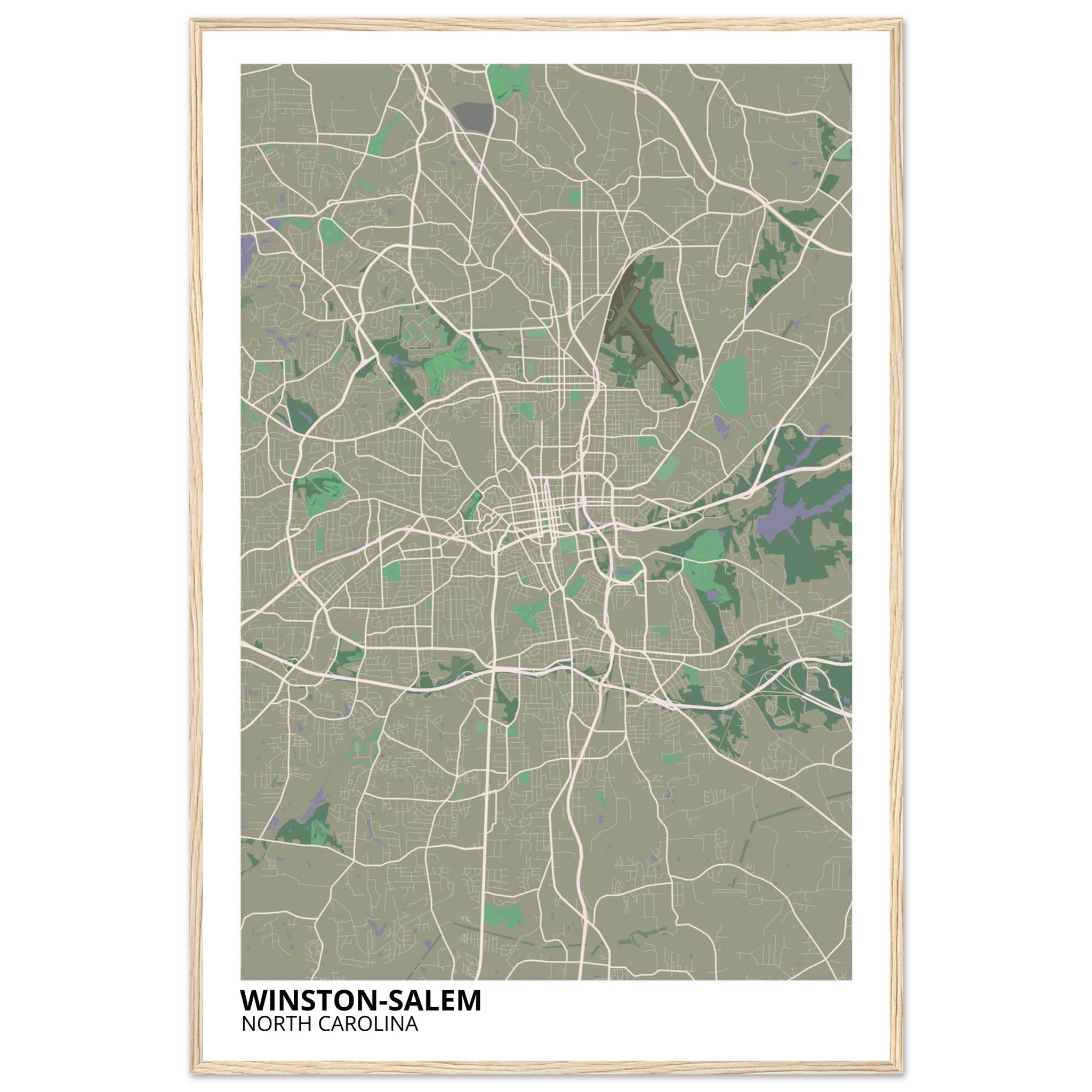 Winston - Salem North Carolina City Map Poster | Custom Map Art Print - Ink And Atlas