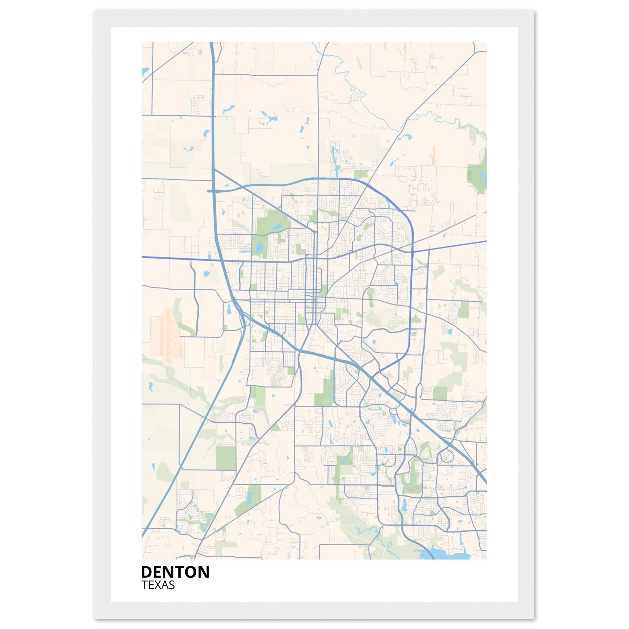 denton map poster print